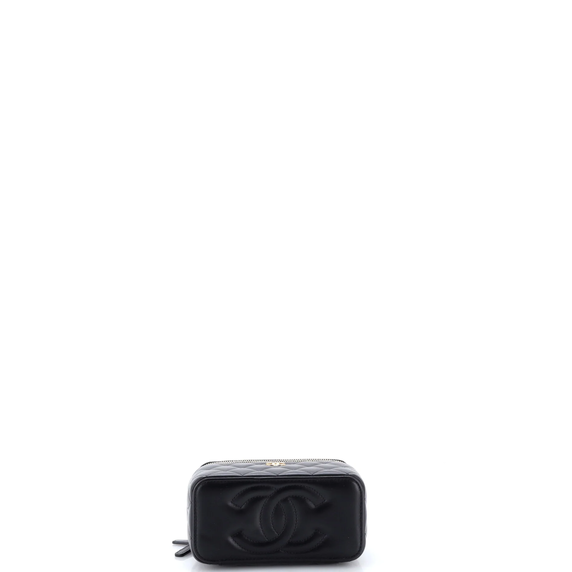 Classic Vanity Case with Resin Pearl Chain Quilted Lambskin Small - Image 4