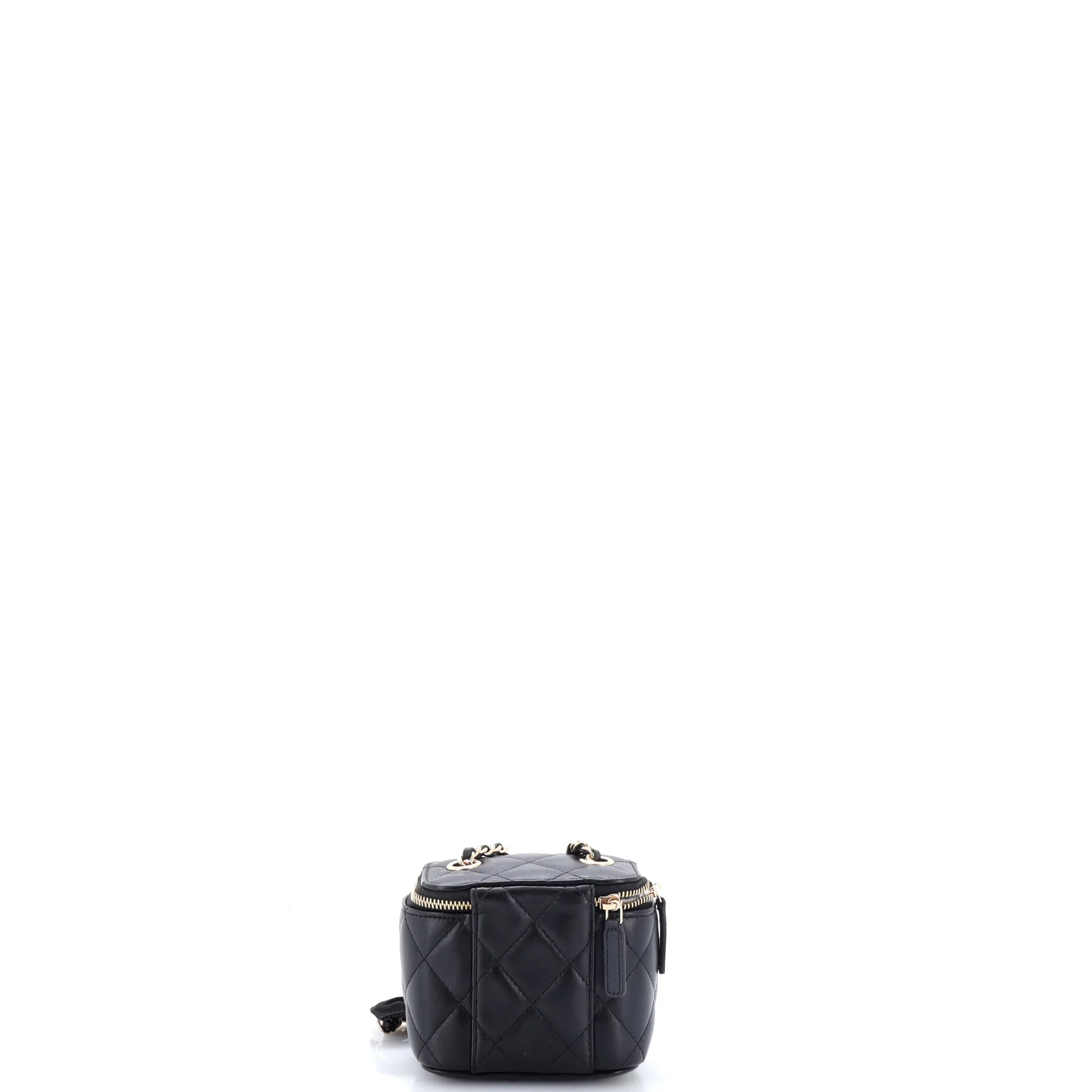 Classic Vanity Case with Resin Pearl Chain Quilted Lambskin Small - Image 6