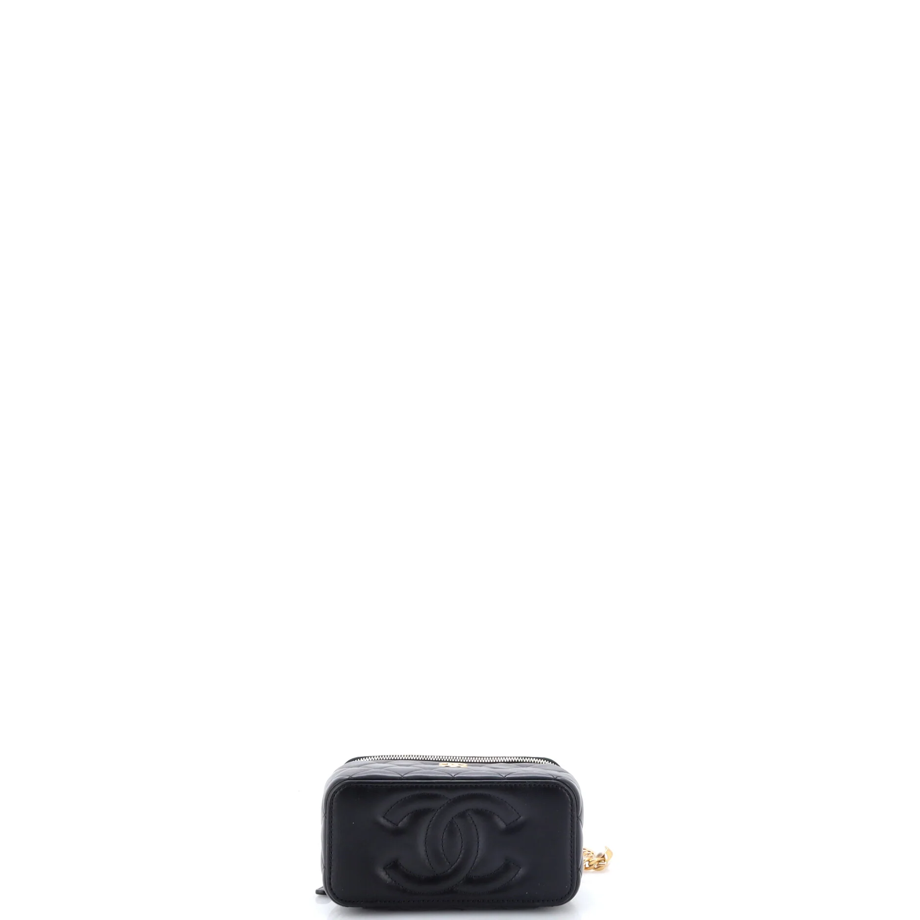 Classic Vanity Case with Resin Pearl Chain Quilted Lambskin Small - Image 7