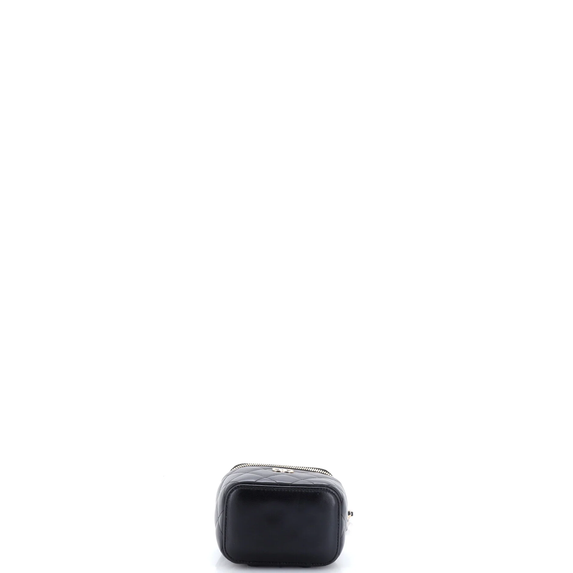 Classic Vanity Case with Resin Pearl Chain Quilted Lambskin Small - Image 8
