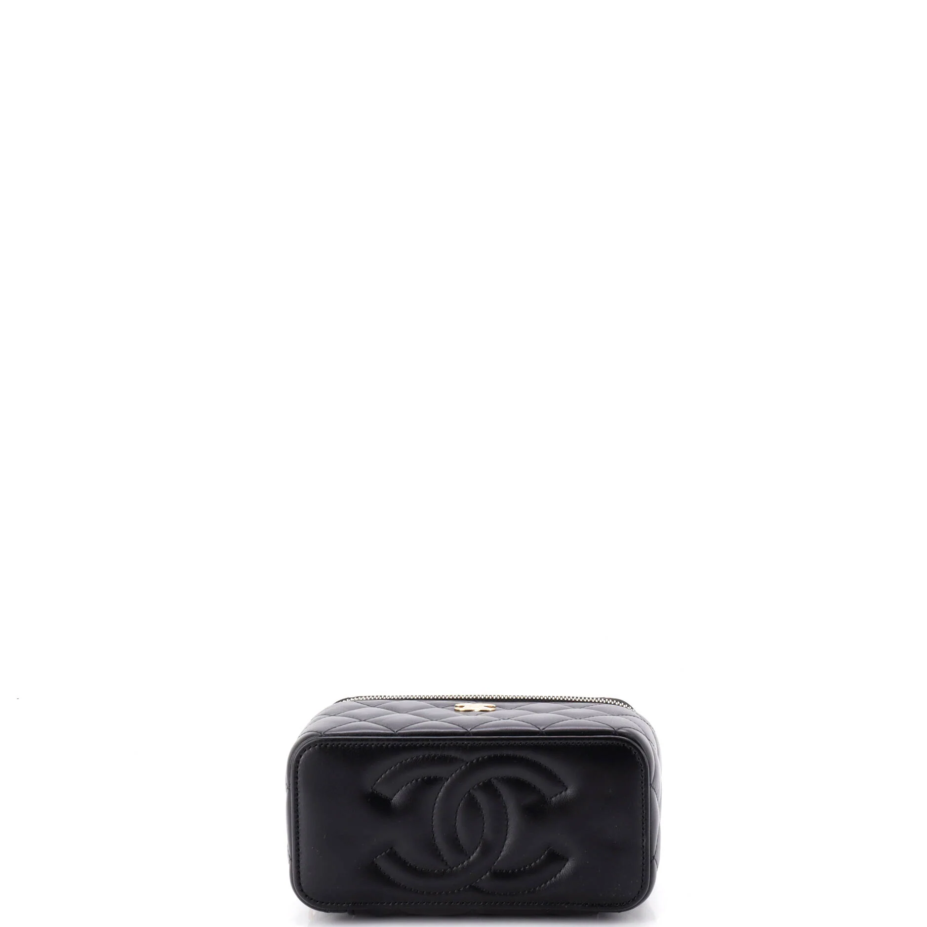 Classic Vanity Case with Resin Pearl Chain Quilted Lambskin Small - Image 4