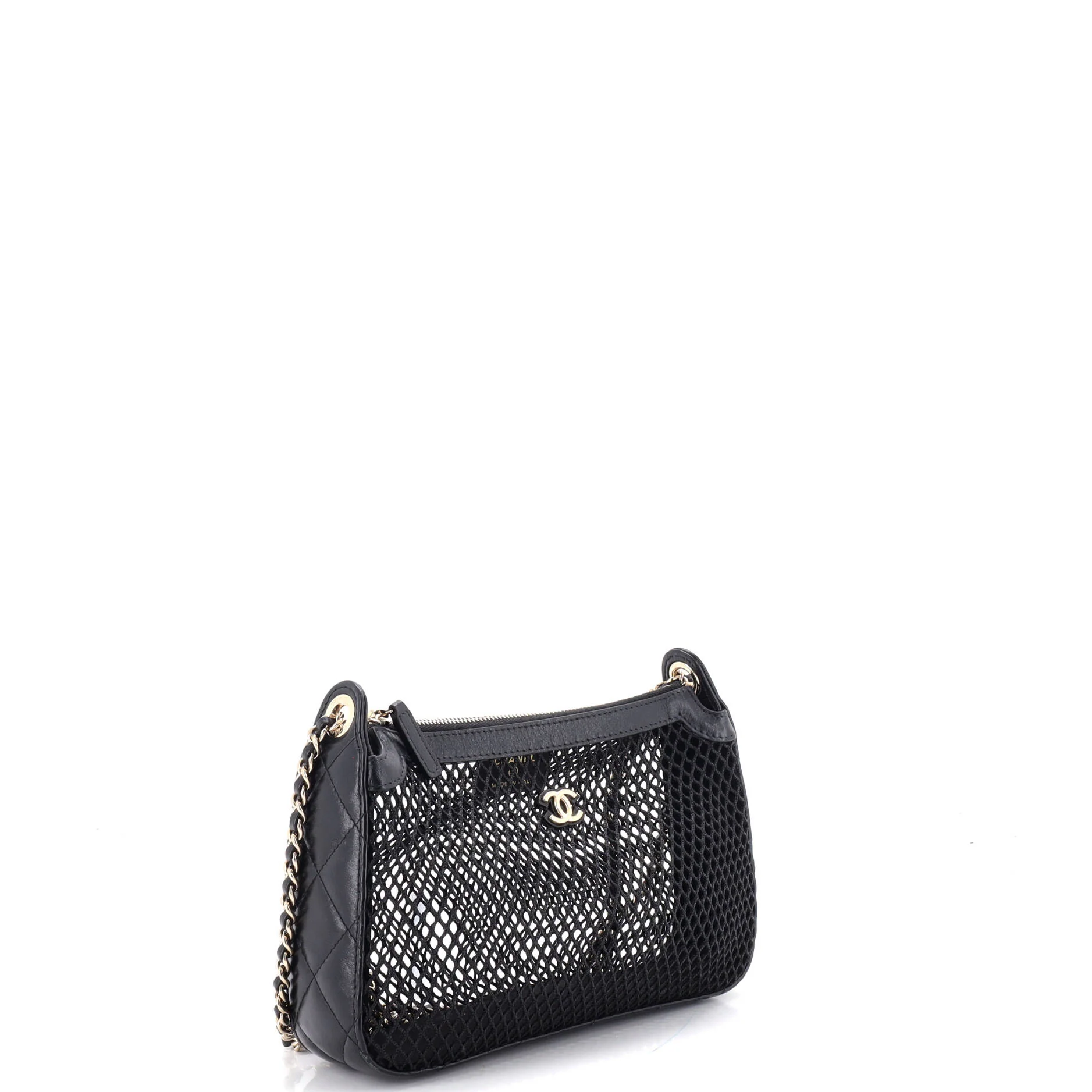 Clutch with Chain Mesh with Quilted Lambskin - Image 3