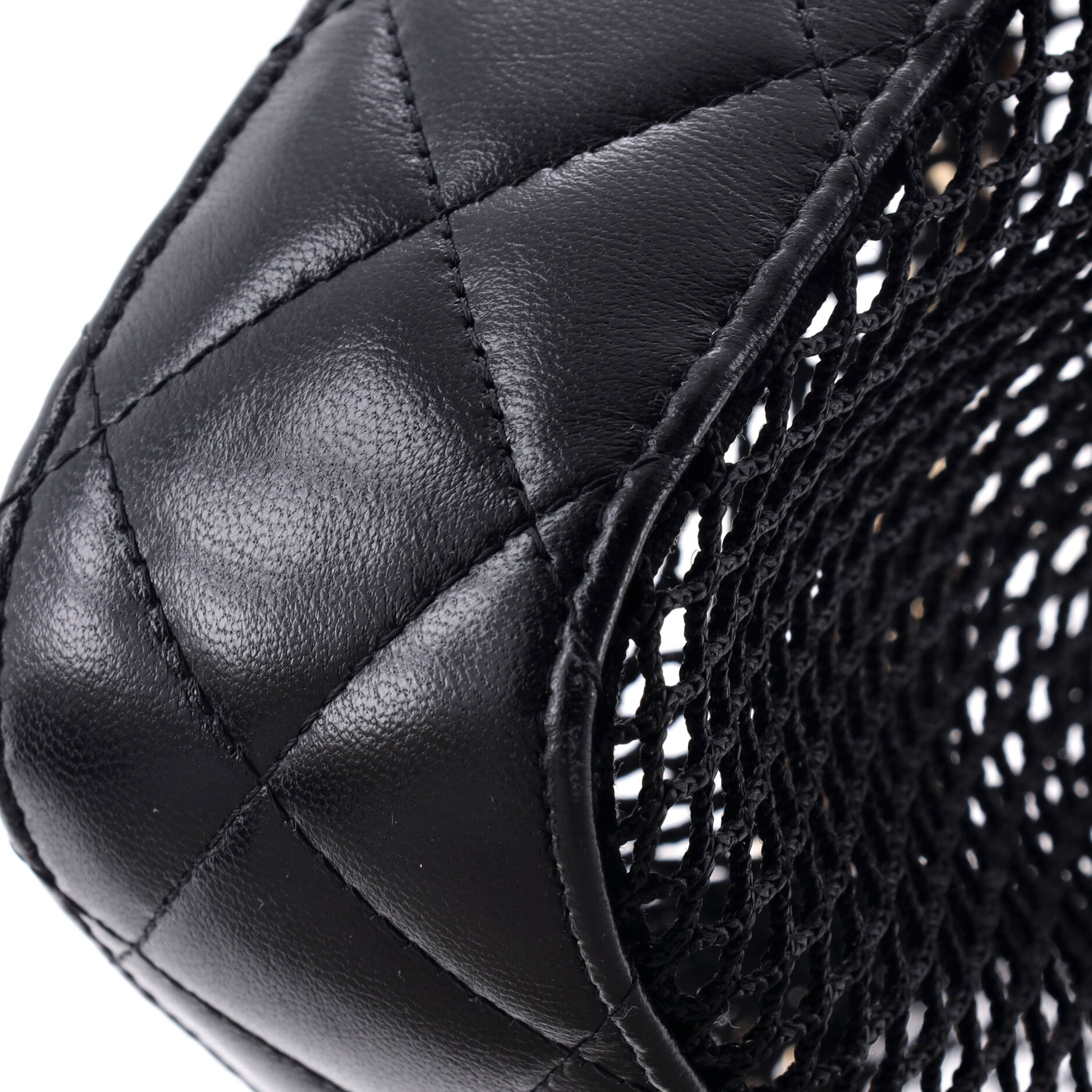 Clutch with Chain Mesh with Quilted Lambskin - Image 7