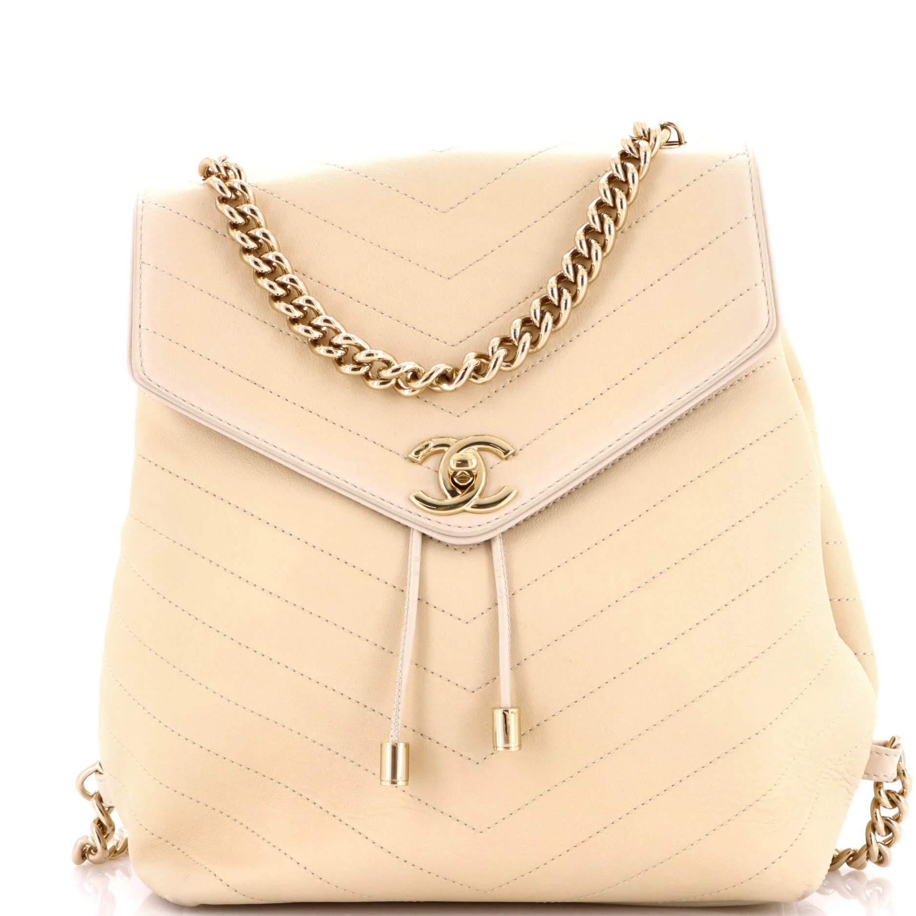 Coco Chevron Backpack Stitched Calfskin Small
