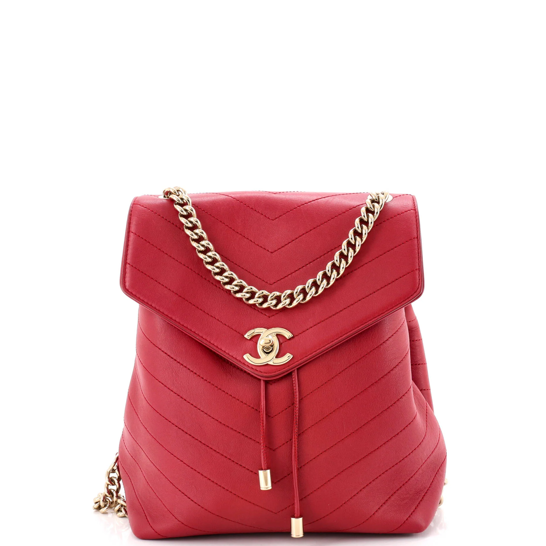Coco Chevron Backpack Stitched Calfskin Small