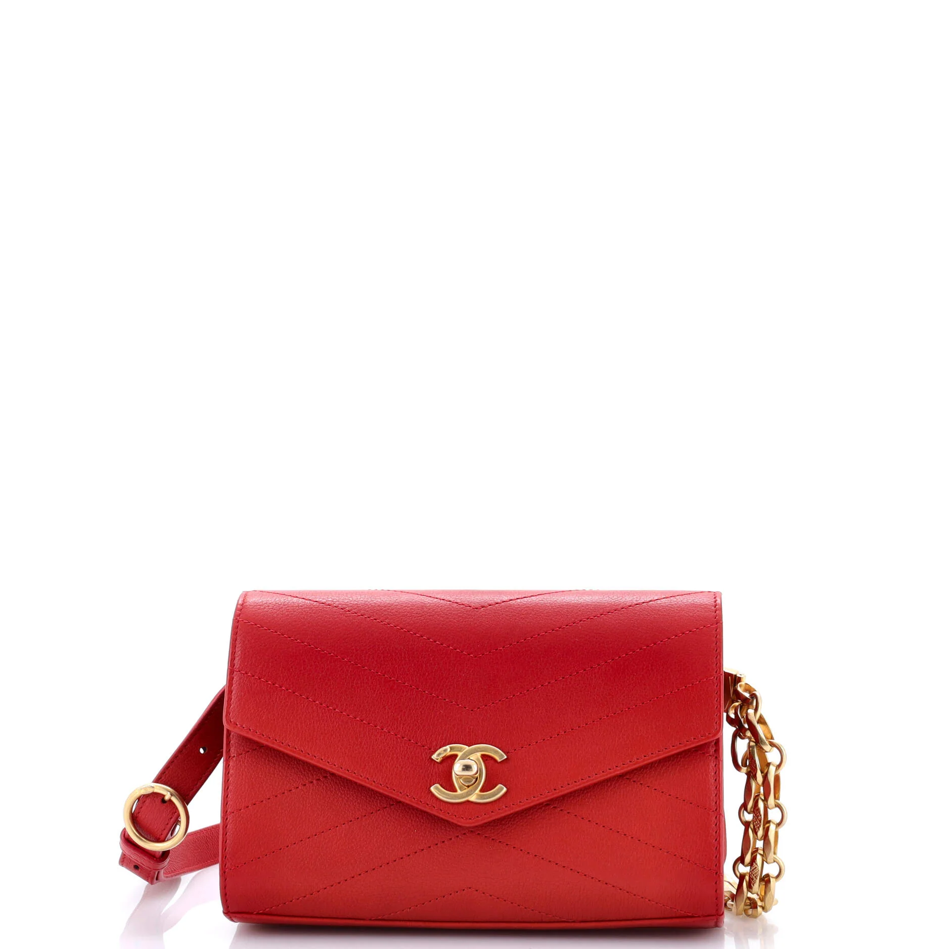 Coco Chevron Waist Bag Stitched Calfskin