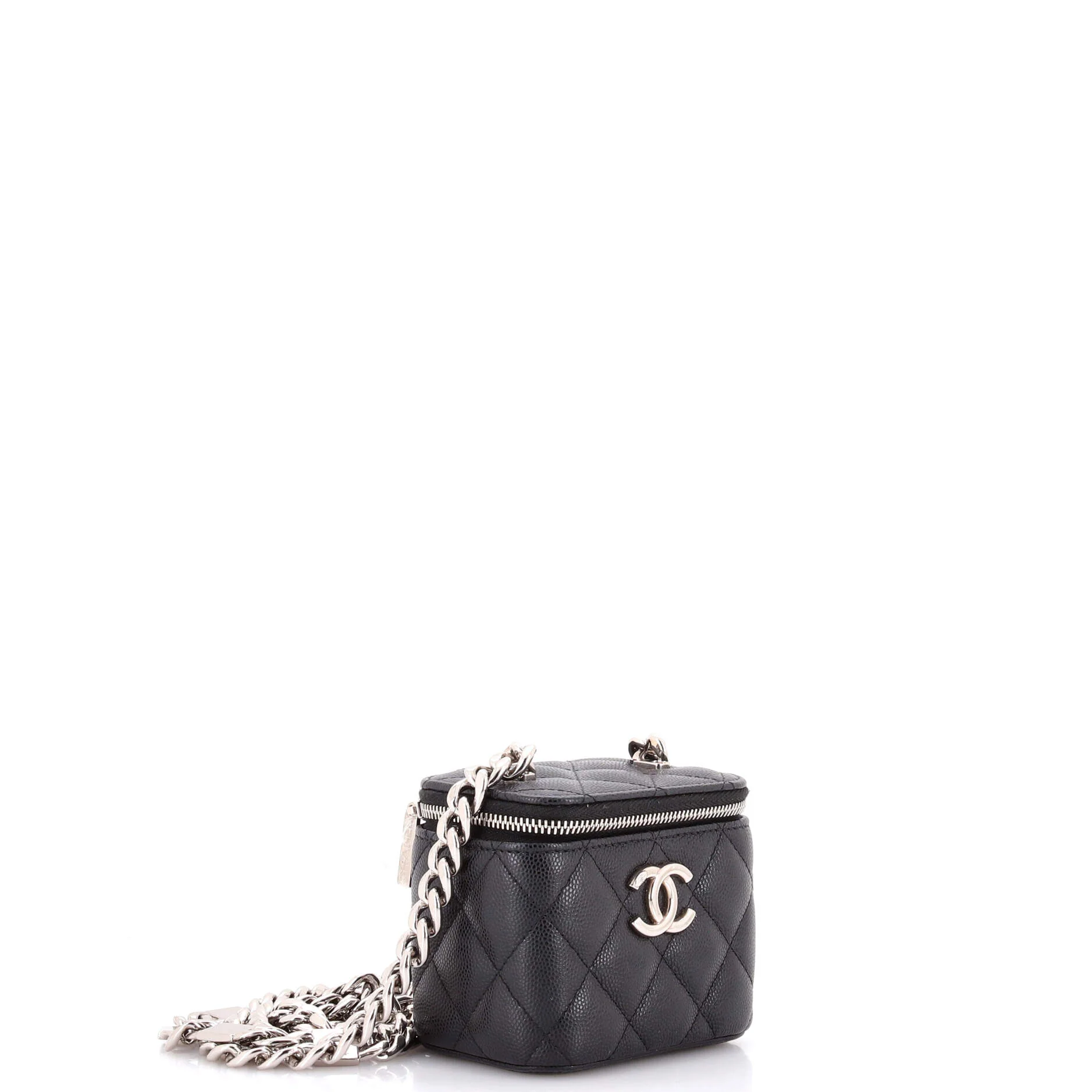Coco Enamel Strap Vanity Case with Chain Quilted Caviar Mini - Image 2