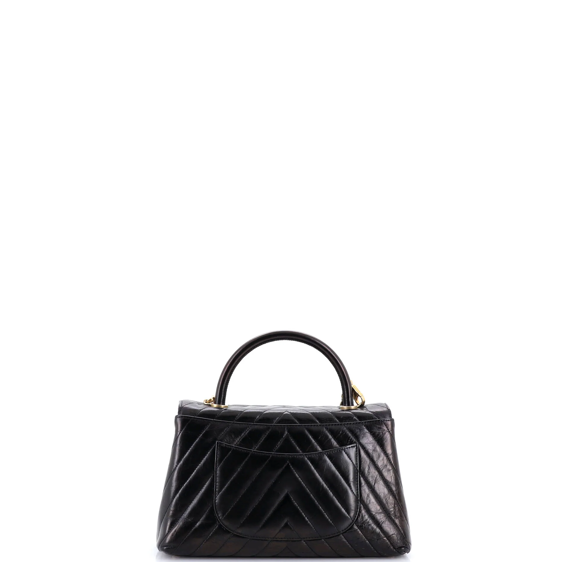 Coco Top Handle Bag Chevron Calfskin Small - Image 3