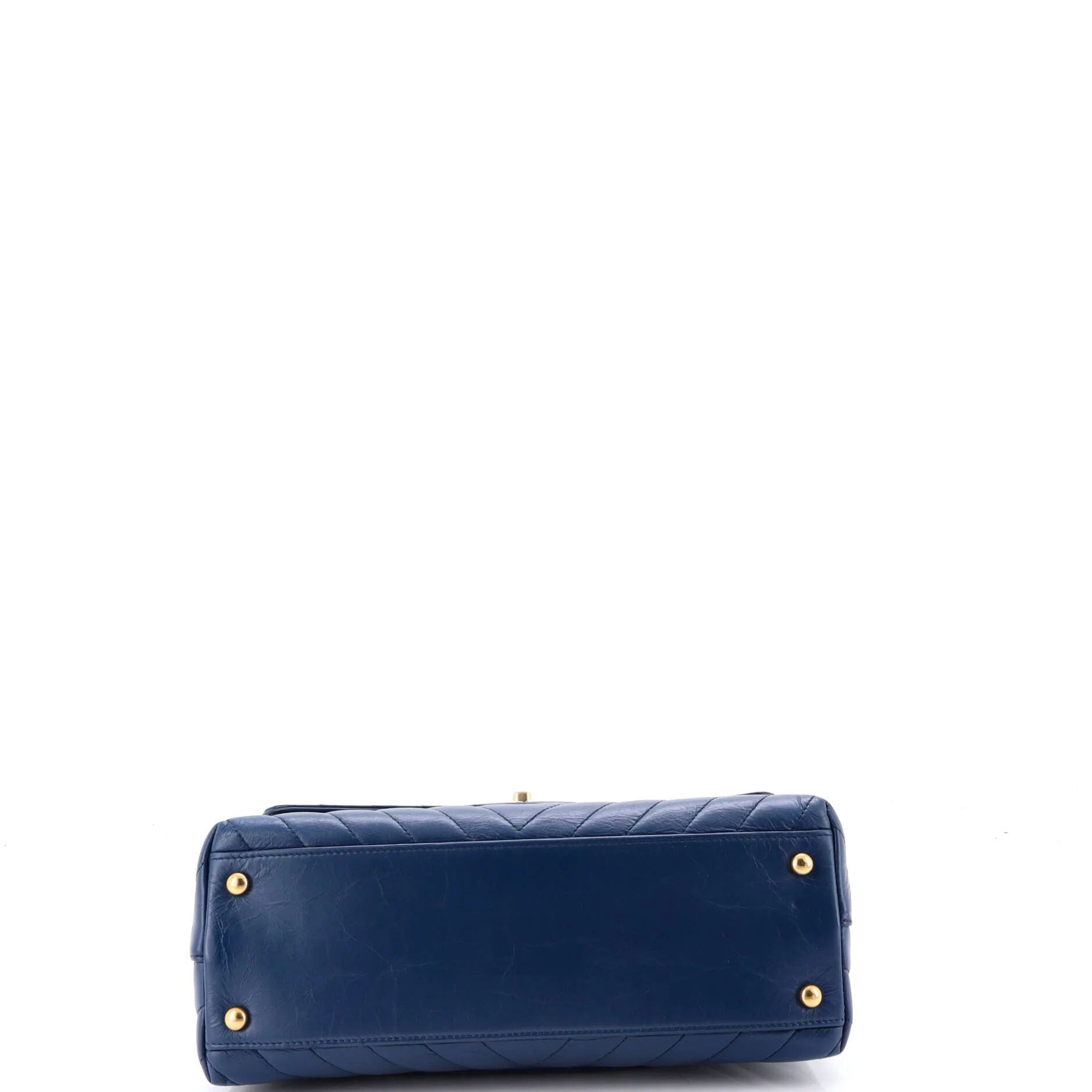 Coco Top Handle Bag Chevron Calfskin with Lizard Small - Image 5