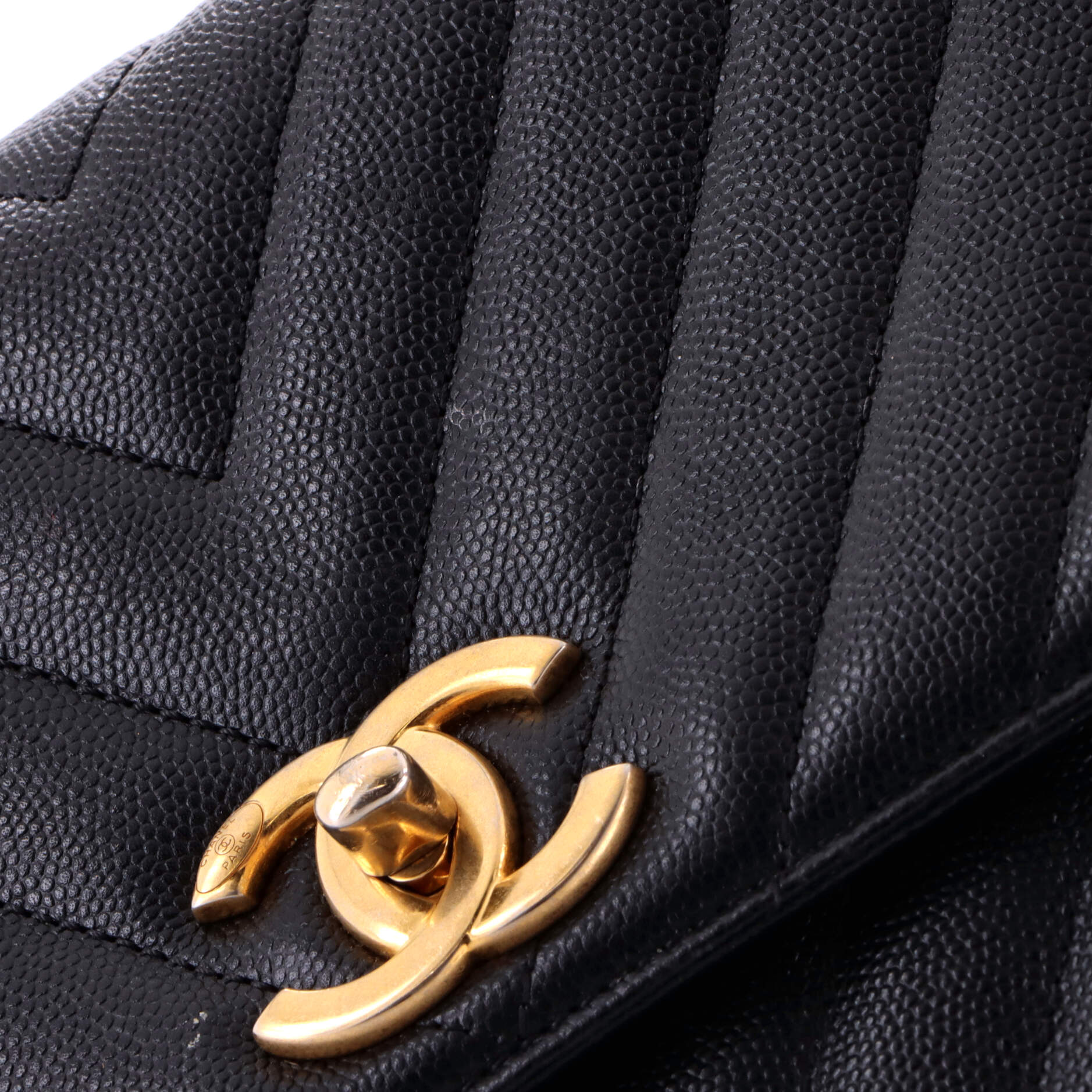 Coco Top Handle Bag Chevron Caviar Medium - Image 8
