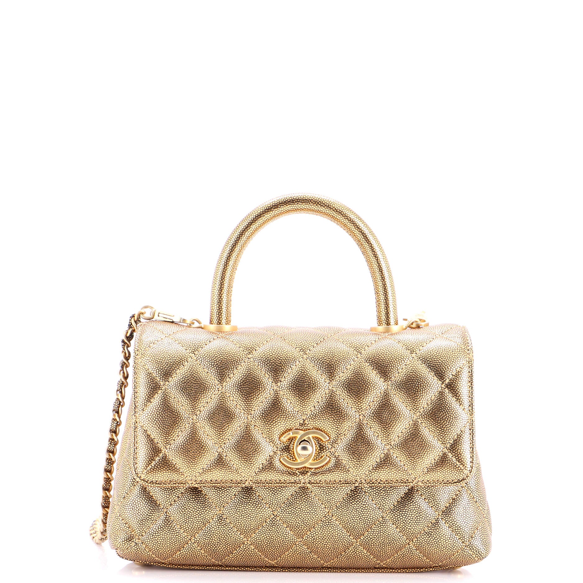 Coco Top Handle Bag Quilted Caviar Mini