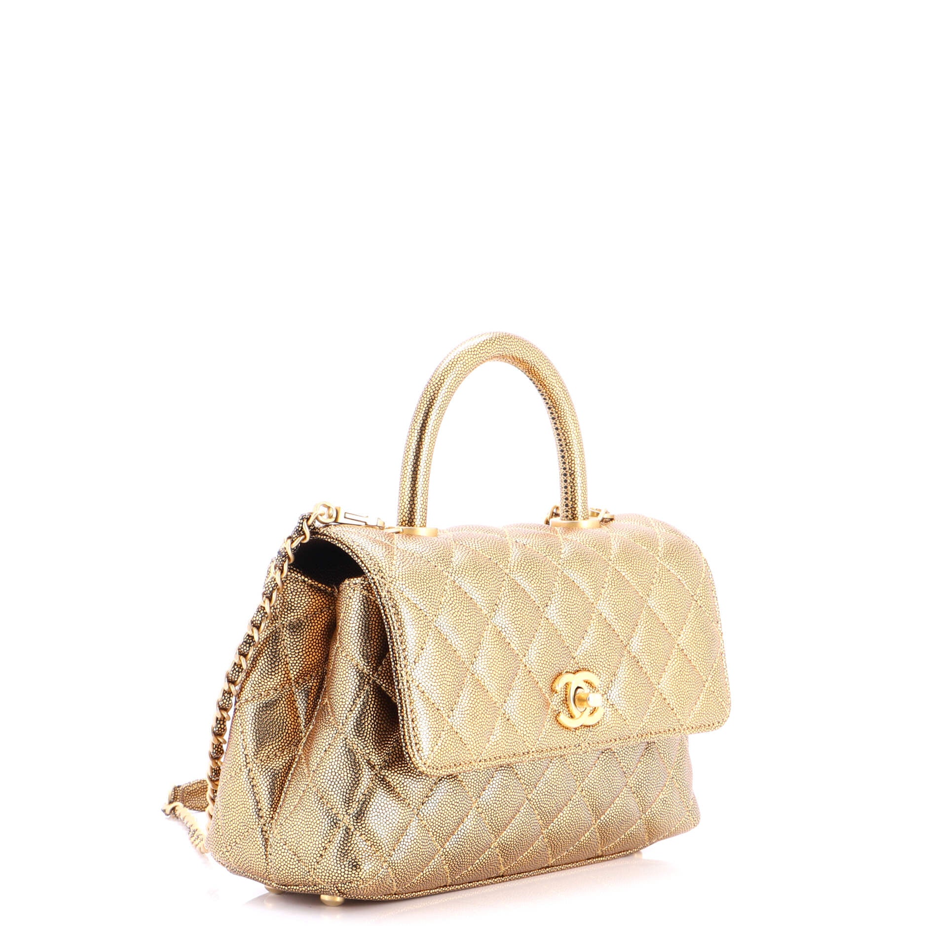 Coco Top Handle Bag Quilted Caviar Mini - Image 3