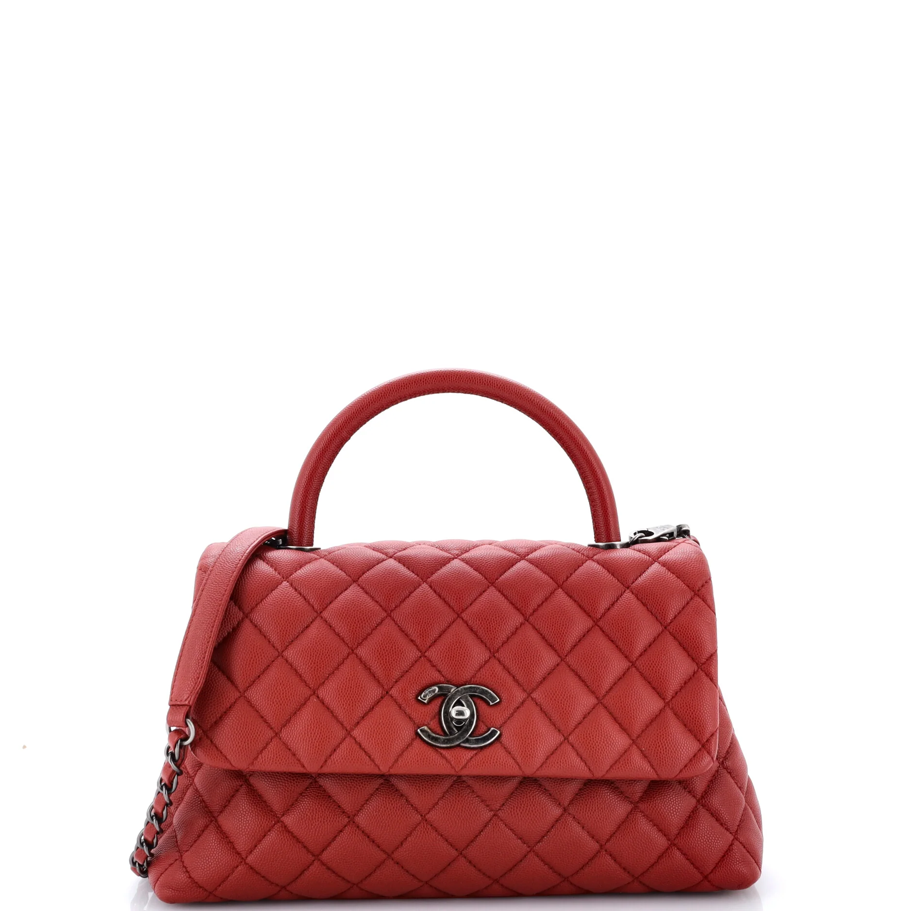 Coco Top Handle Bag Quilted Caviar Small