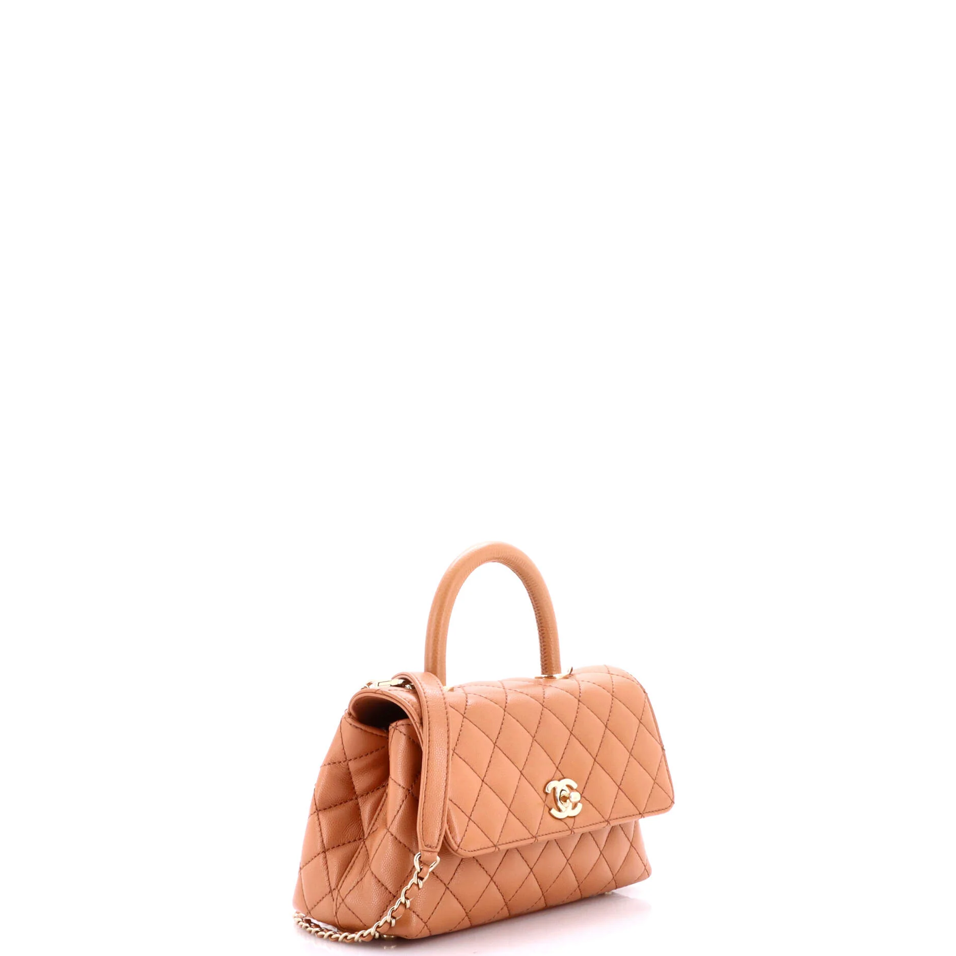 Coco Top Handle Bag Quilted Caviar with Lizard Embossed Handle Mini - Image 2