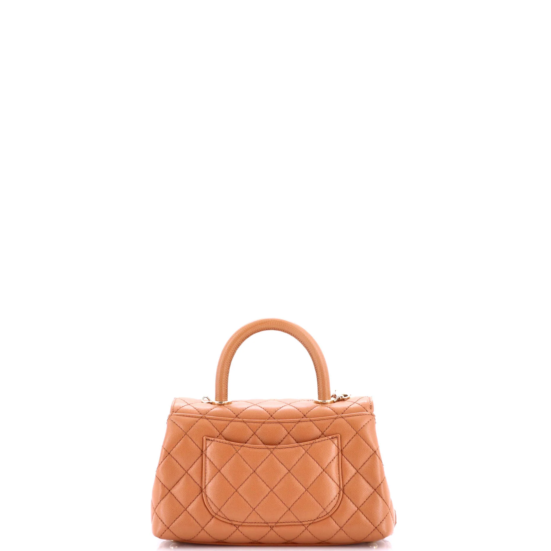 Coco Top Handle Bag Quilted Caviar with Lizard Embossed Handle Mini - Image 3