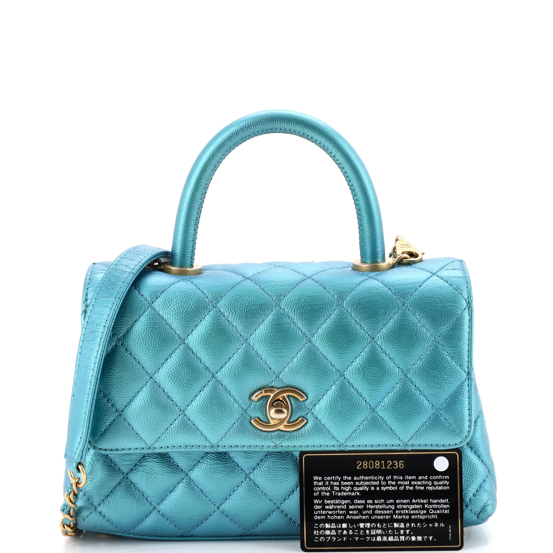 Coco Top Handle Bag Quilted Iridescent Caviar Mini - Image 2