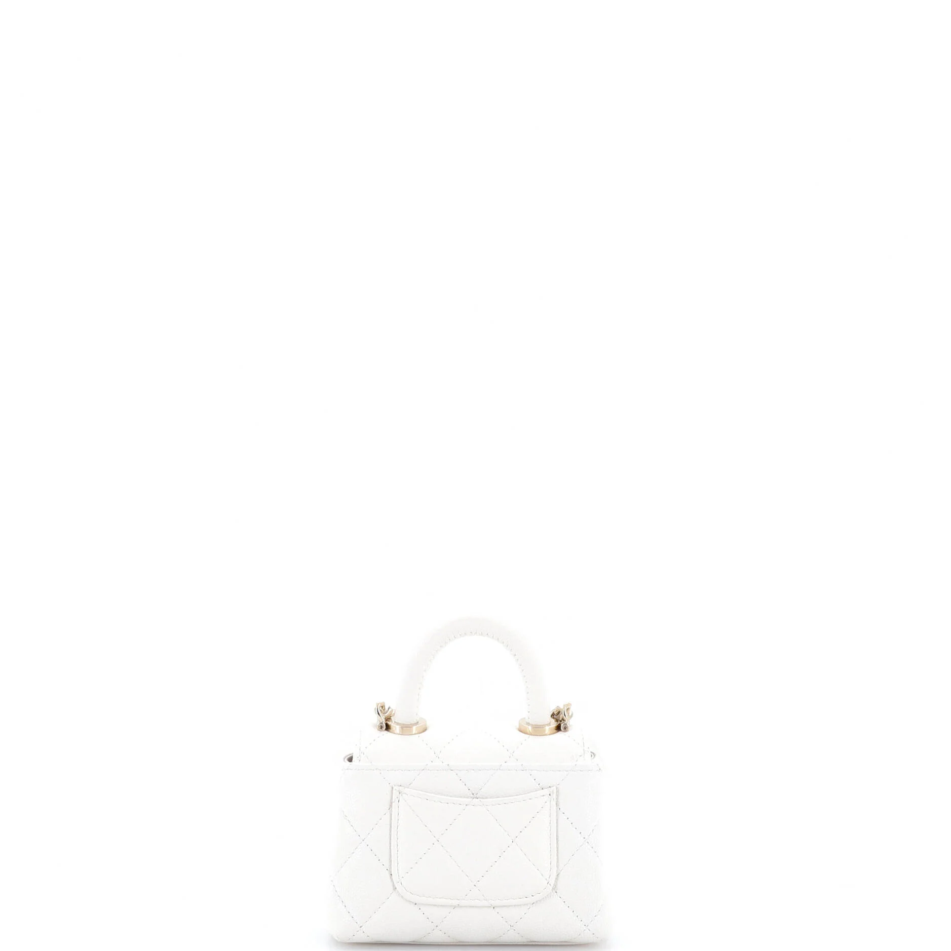 Coco Top Handle Clutch with Chain Quilted Caviar - Image 3