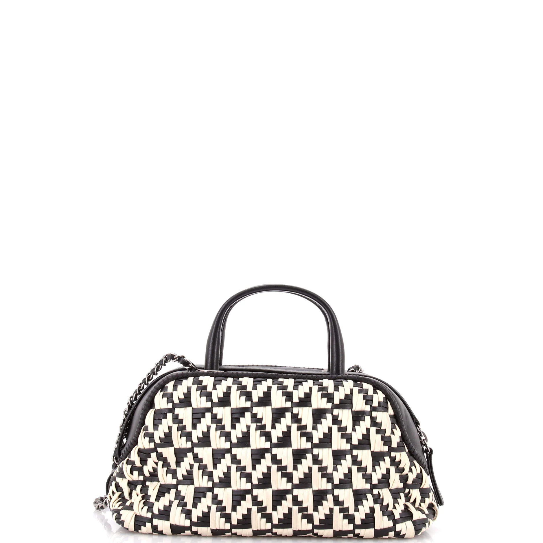 Convertible Chain Bowler Bag Woven Calfskin Small - Image 3