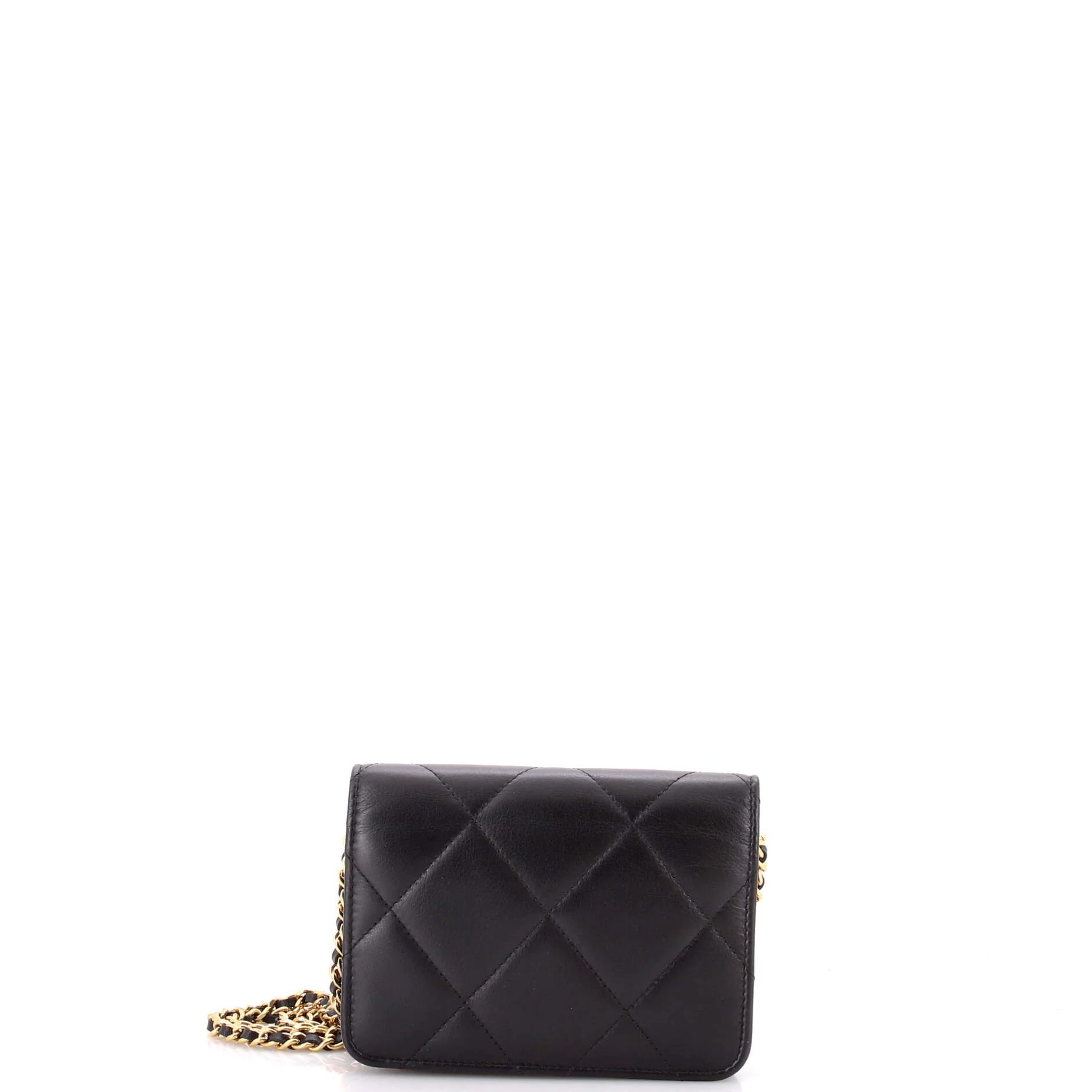 Crystal Geometric Frame CC Clutch with Chain Quilted Calfskin - Image 3