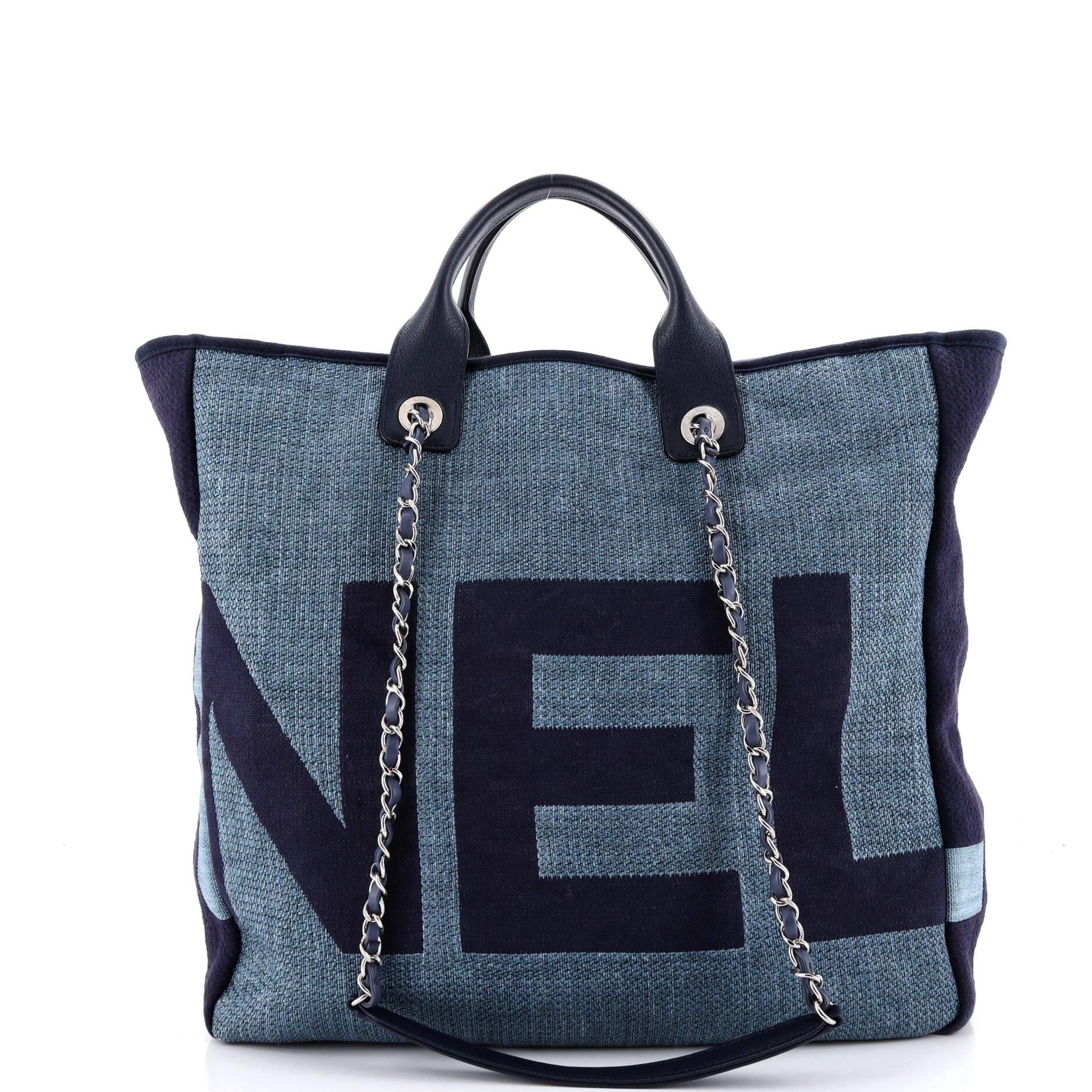 Deauville Logo Shopping Tote Printed Raffia Large - Image 3