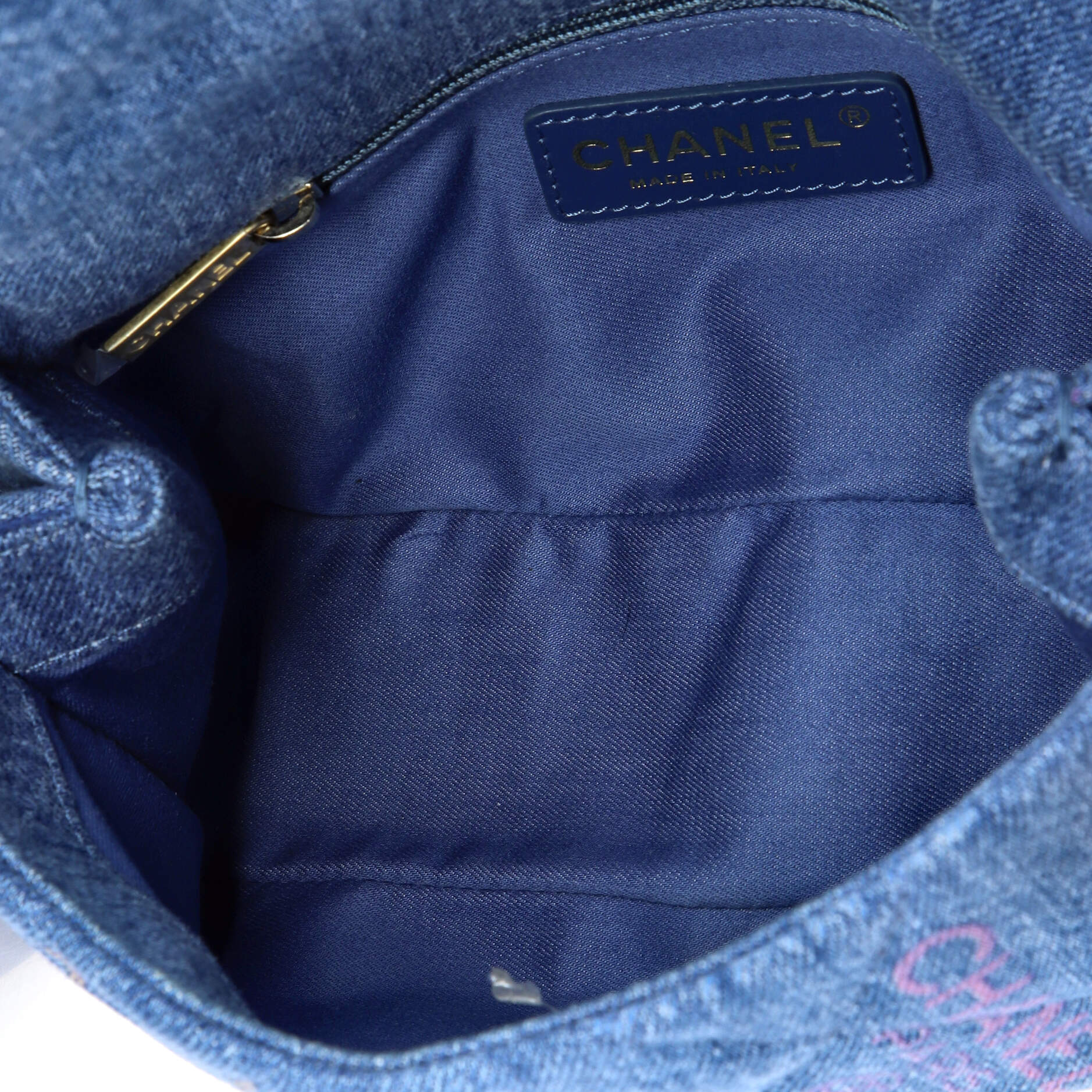 Denim Mood Flap Bag Logo Printed Quilted Denim Small - Image 5