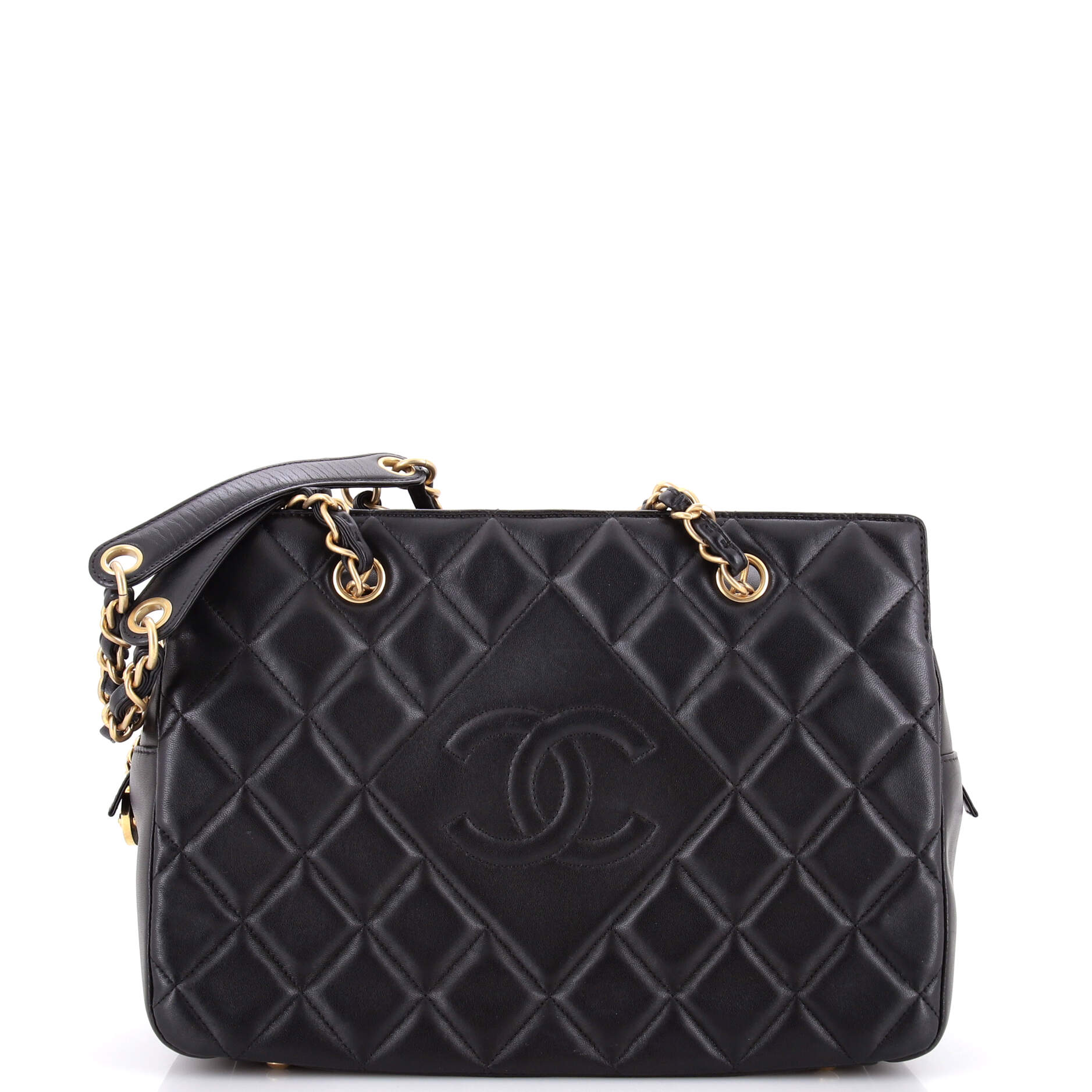 Diamond CC Chain Tote Quilted Lambskin Medium