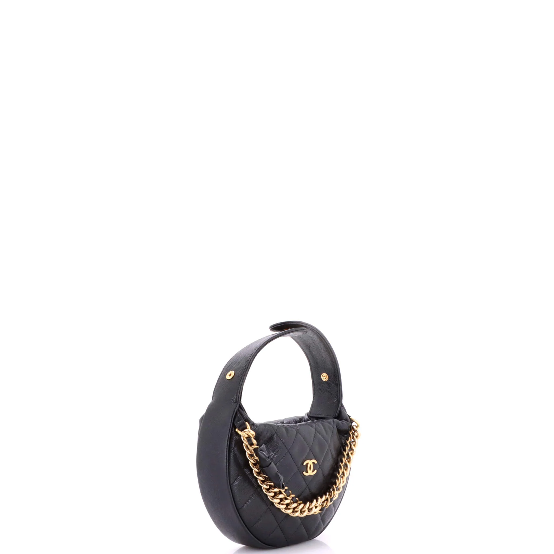 Double Chain Bow Hobo Pouch Quilted Caviar Mini - Image 2