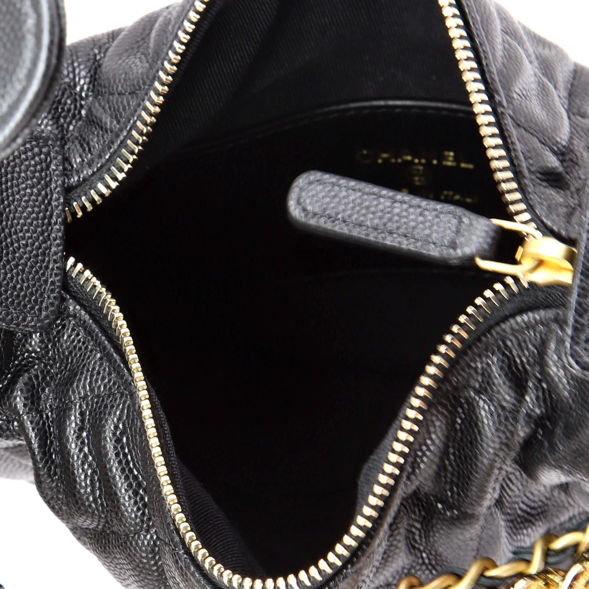 Double Chain Bow Hobo Pouch Quilted Caviar Mini - Image 5