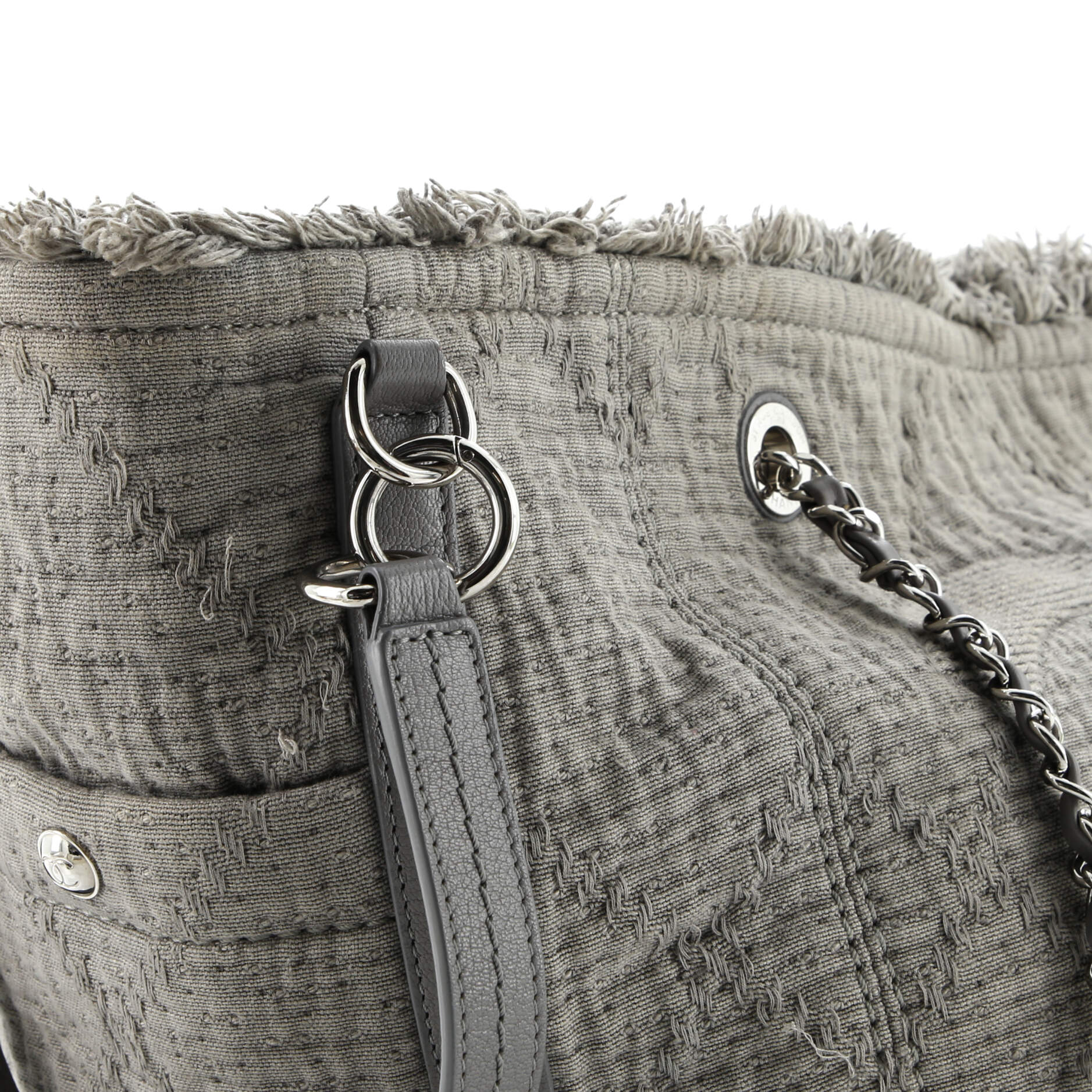 Double Face Deauville Tote Fringe Quilted Canvas Small - Image 7