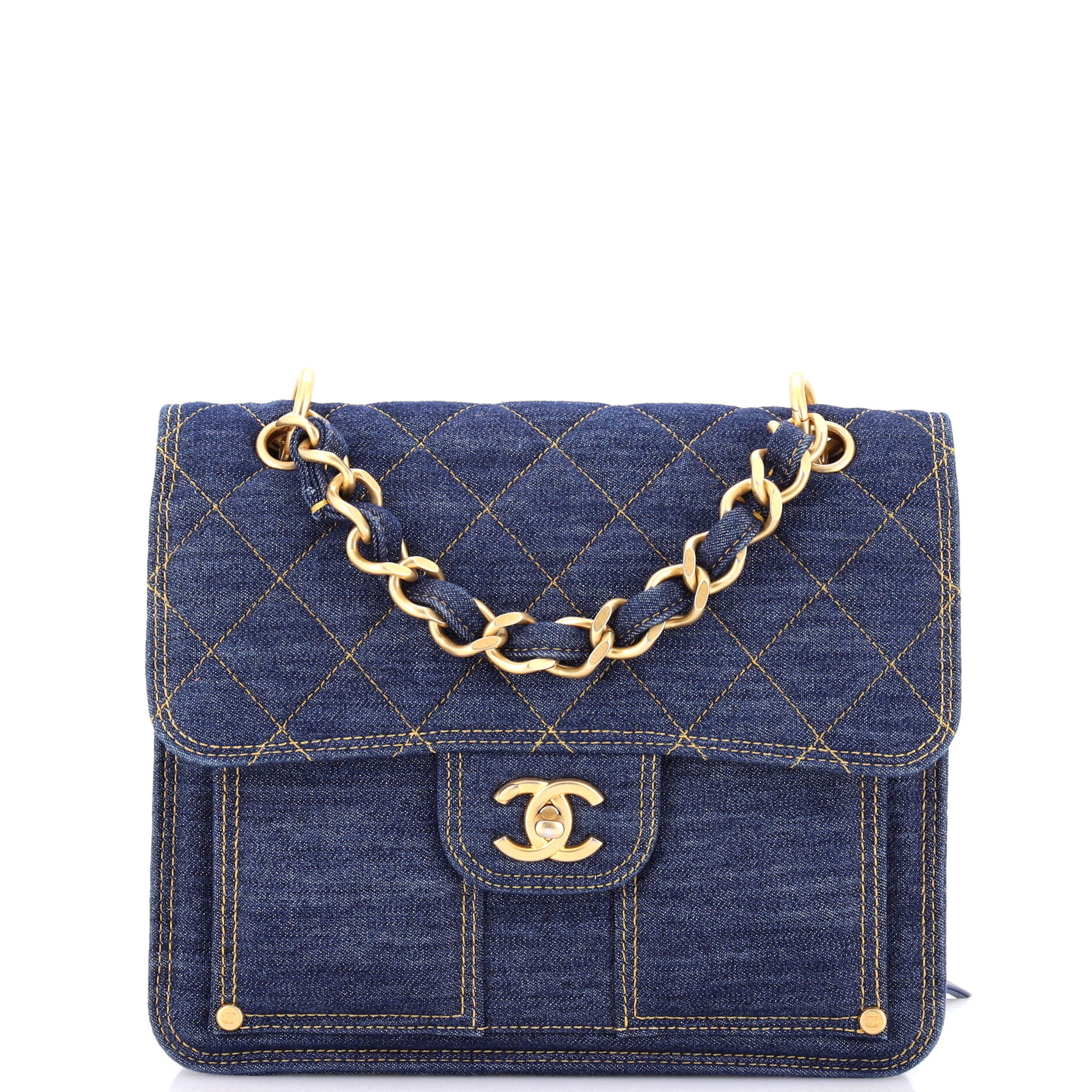 Double You CC Flap Backpack Quilted Denim