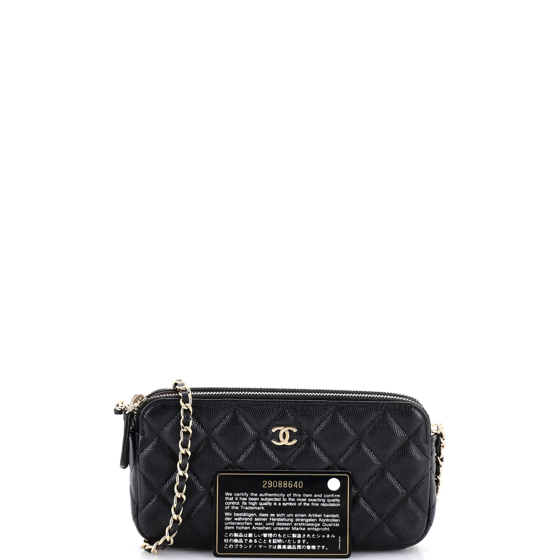 Double Zip Clutch with Chain Quilted Caviar - Image 2