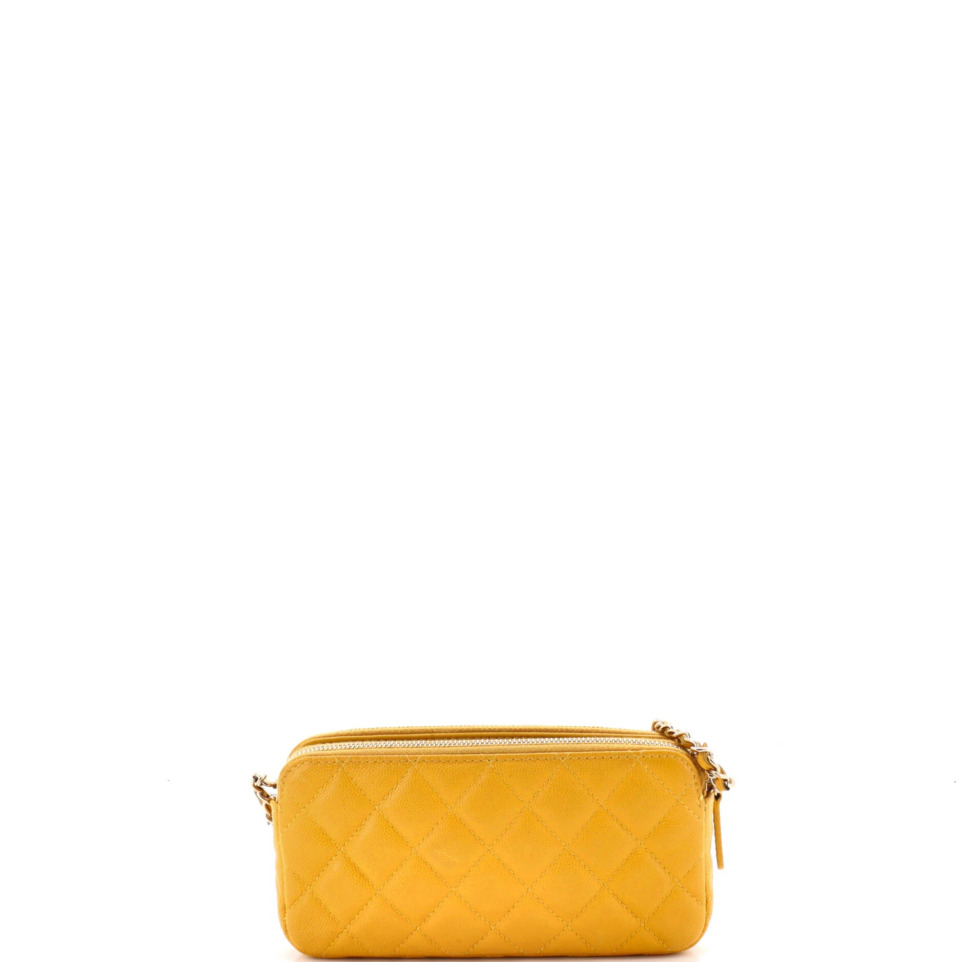 Double Zip Clutch with Chain Quilted Caviar - Image 3