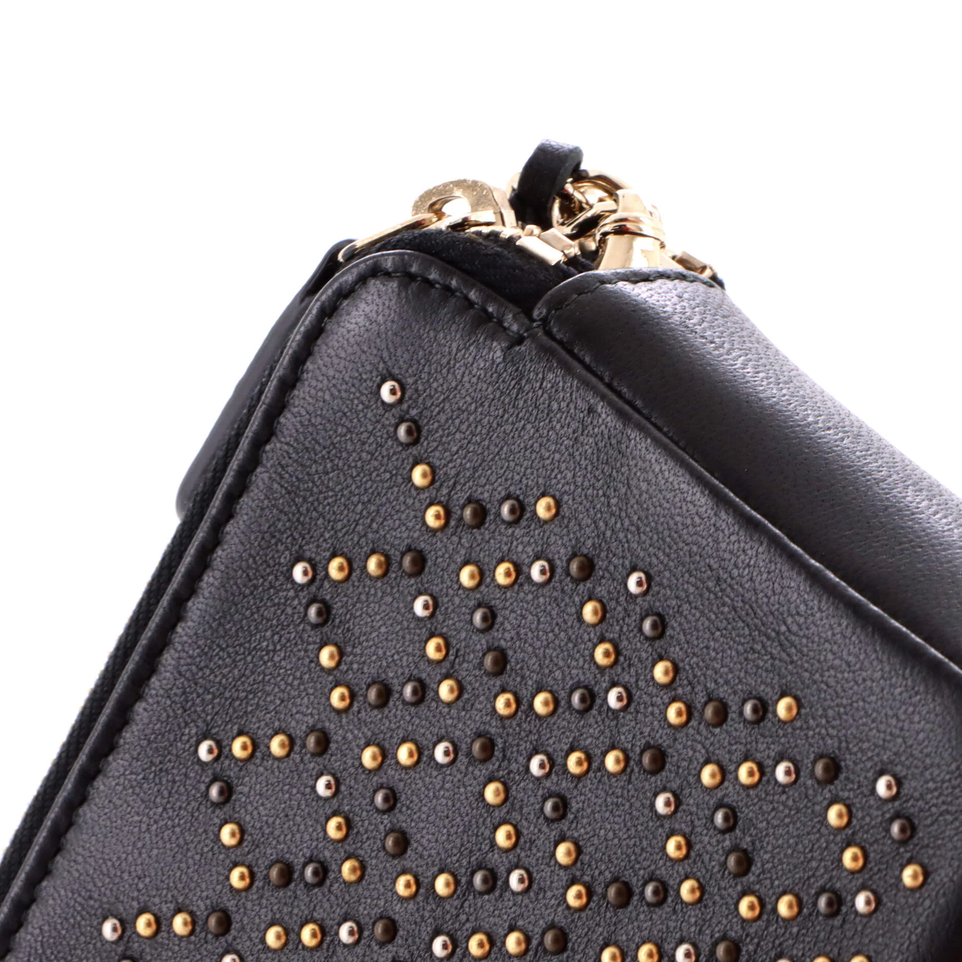 Double Zip Clutch with Chain Studded Leather - Image 6