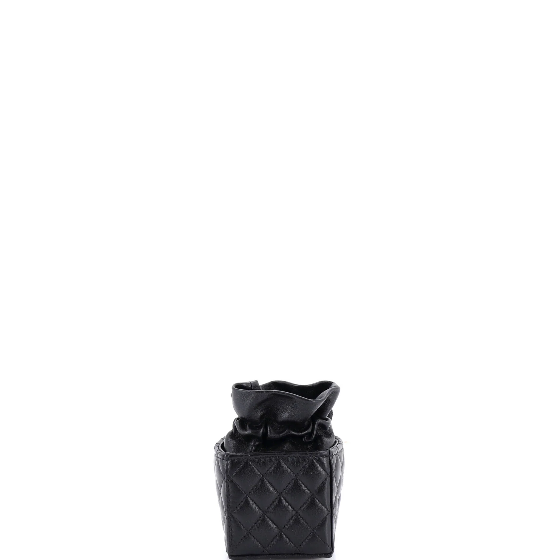 Drawstring Square Bucket Bag Quilted Calfskin Mini - Image 3