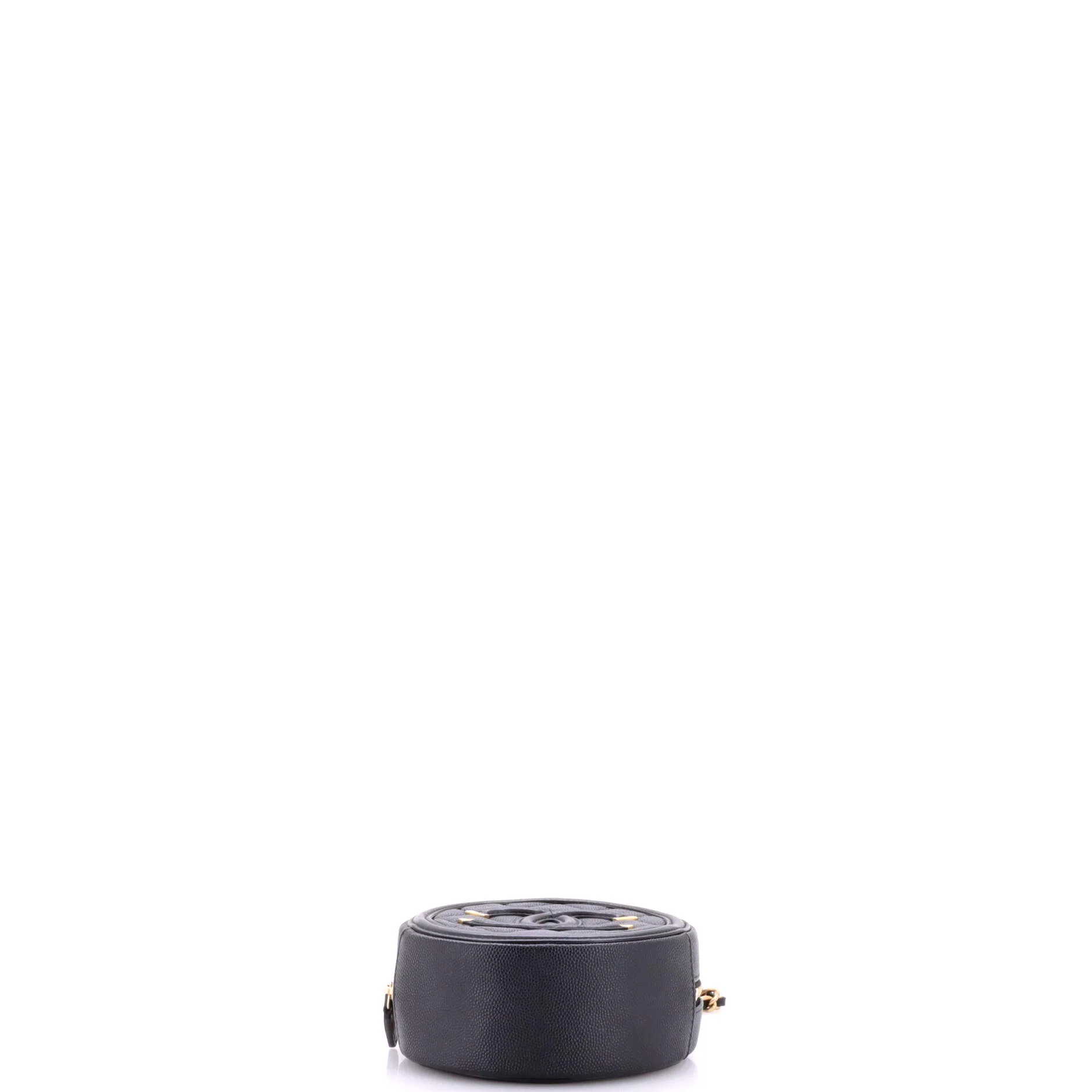 Filigree Round Clutch with Chain Quilted Caviar Mini - Image 4