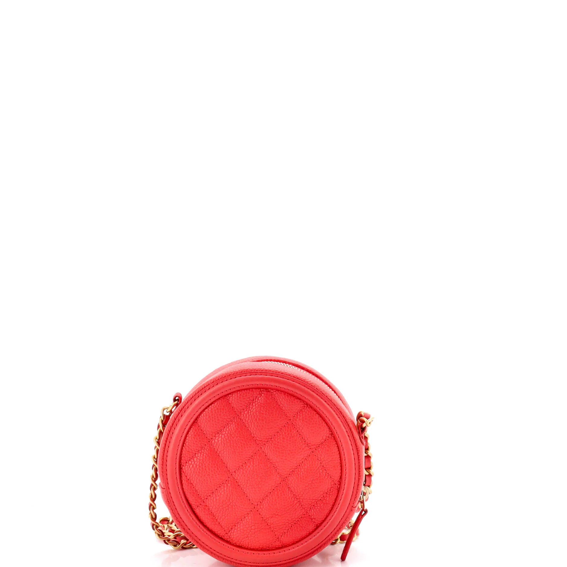 Filigree Round Clutch with Chain Quilted Caviar Mini - Image 3