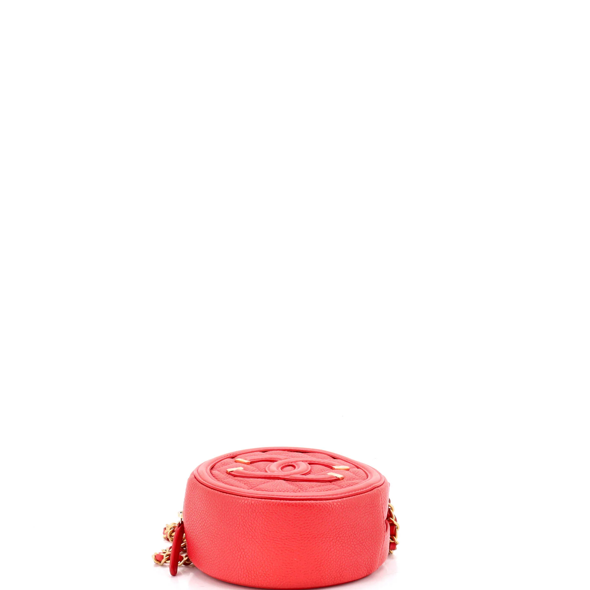 Filigree Round Clutch with Chain Quilted Caviar Mini - Image 4