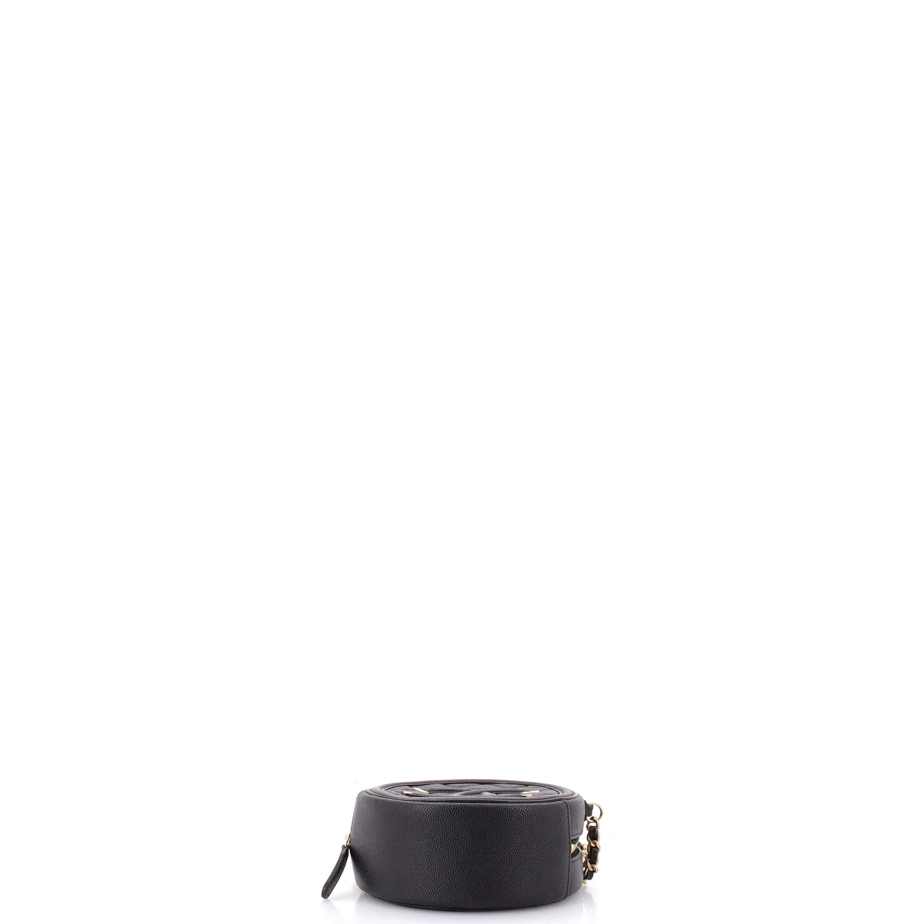 Filigree Round Clutch with Chain Quilted Caviar Mini - Image 4