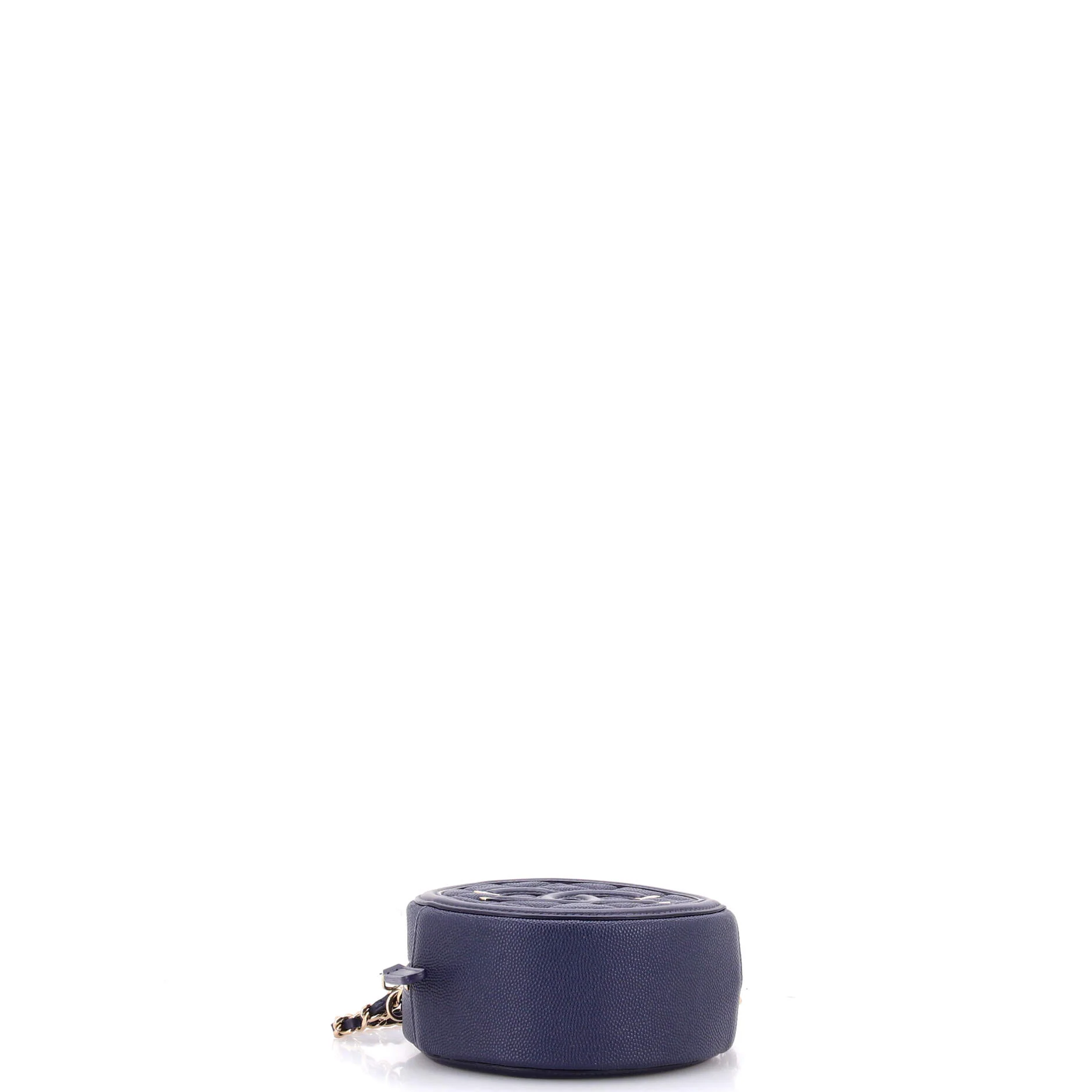 Filigree Round Clutch with Chain Quilted Caviar Mini - Image 4