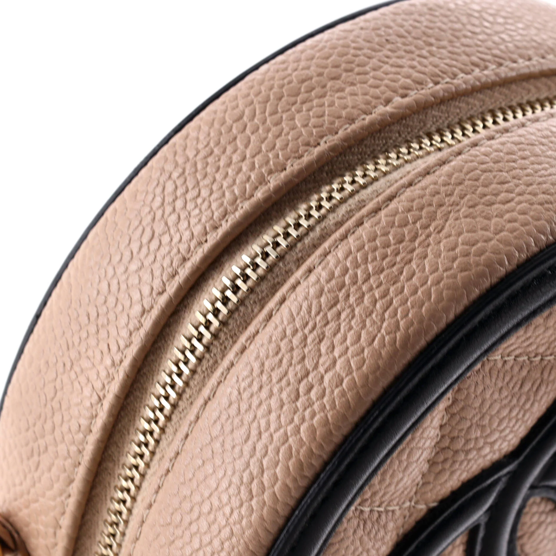 Filigree Round Clutch with Chain Quilted Caviar Mini - Image 6