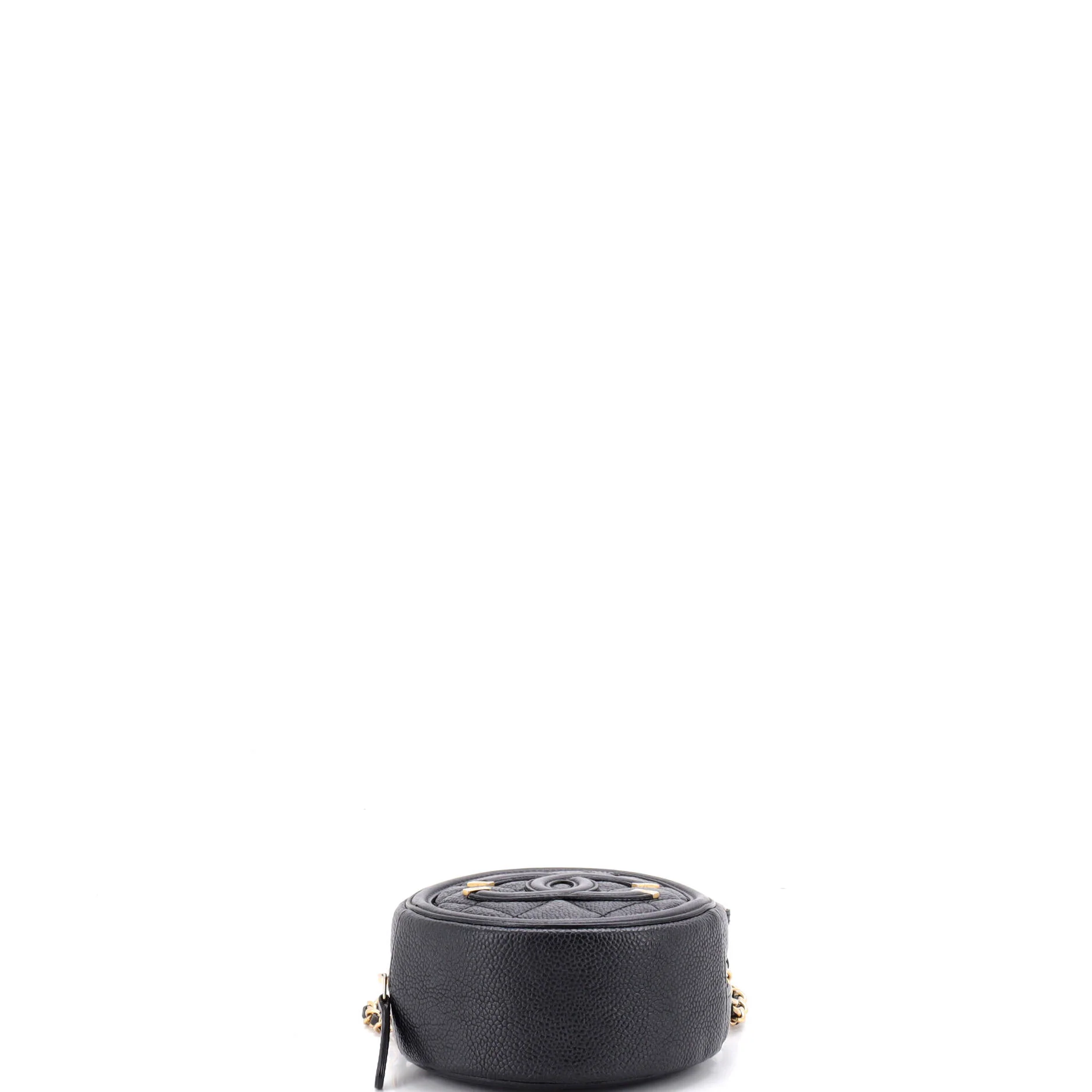 Filigree Round Clutch with Chain Quilted Caviar Mini - Image 4