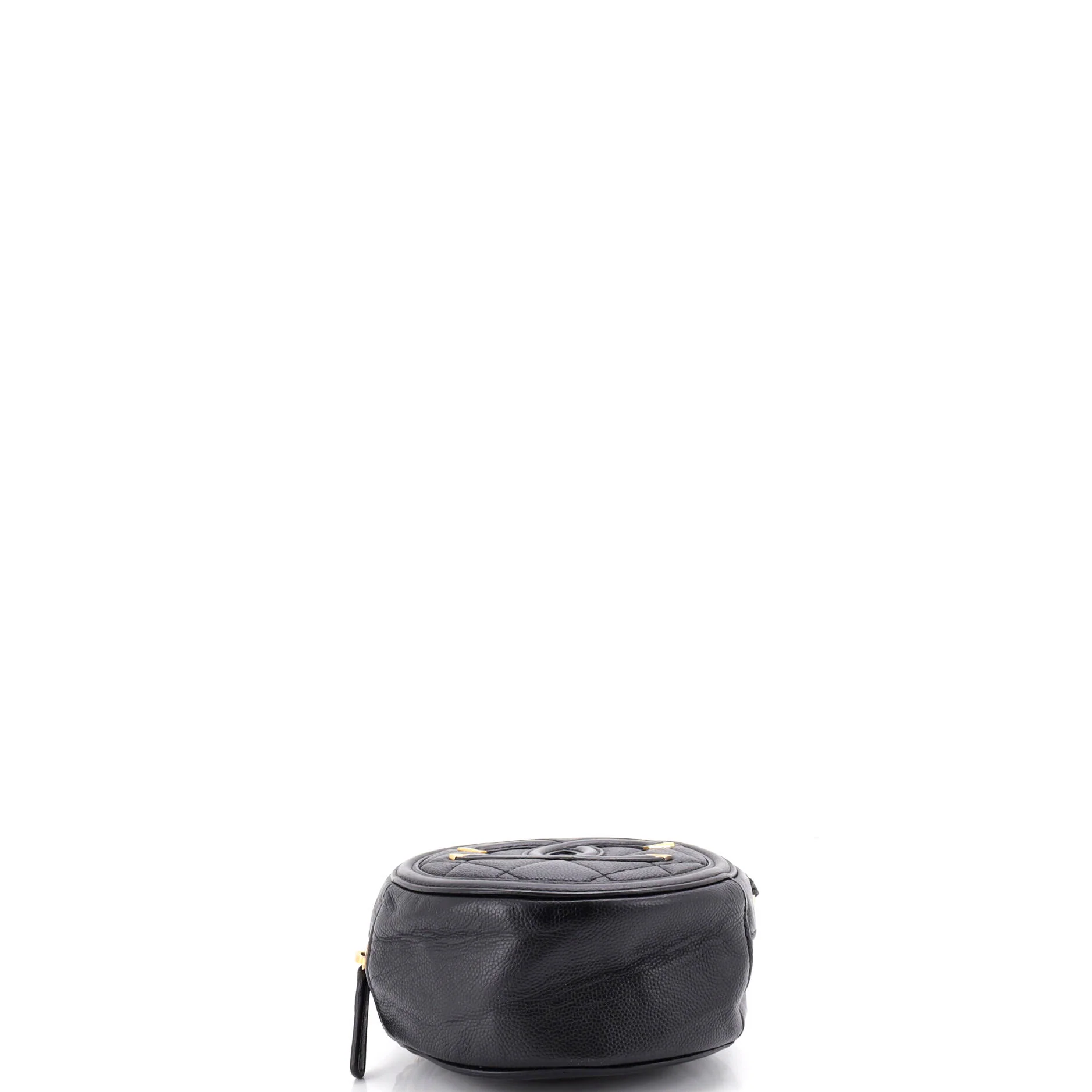 Filigree Round Clutch with Chain Quilted Caviar Mini - Image 4