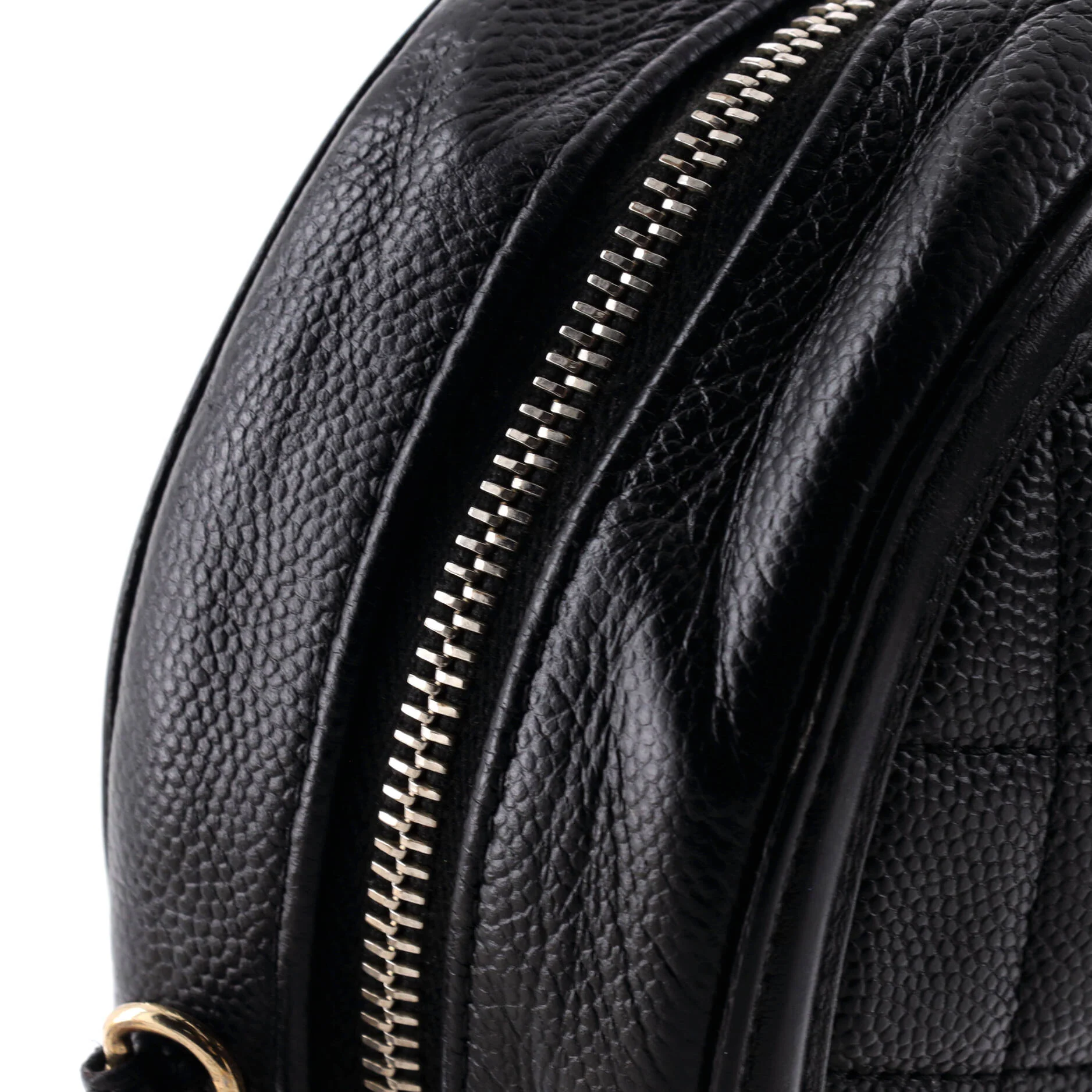 Filigree Round Clutch with Chain Quilted Caviar Mini - Image 6