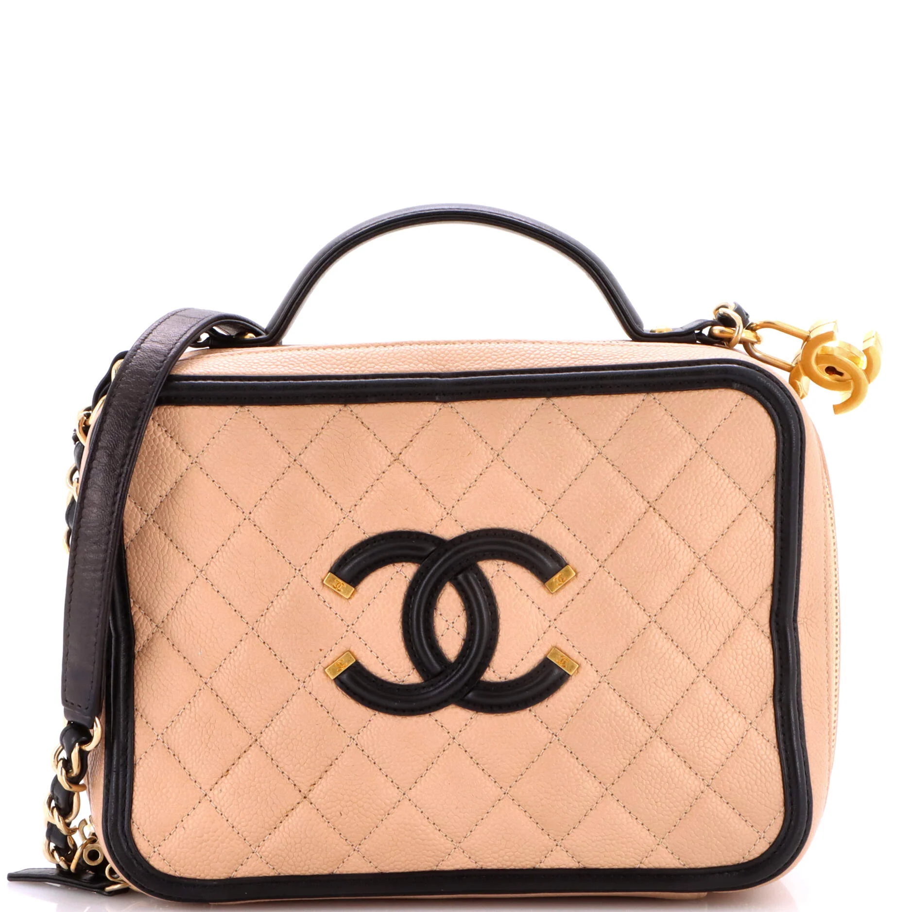 Filigree Vanity Case Quilted Caviar Large