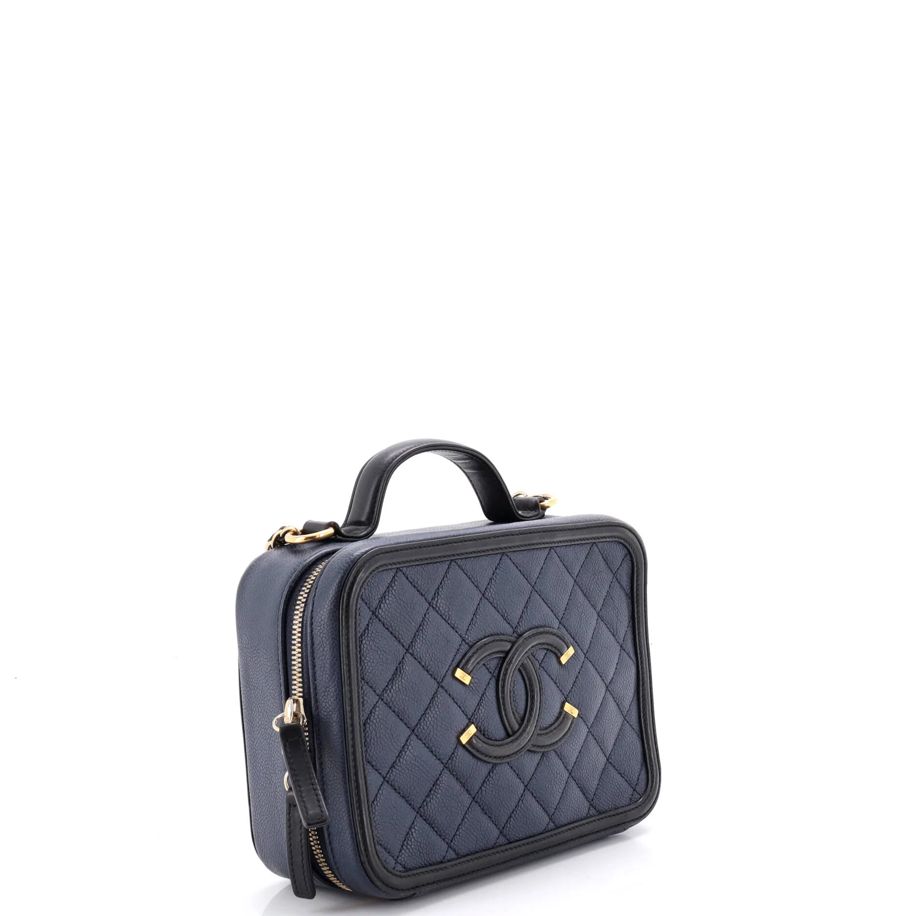 Filigree Vanity Case Quilted Caviar Medium - Image 3