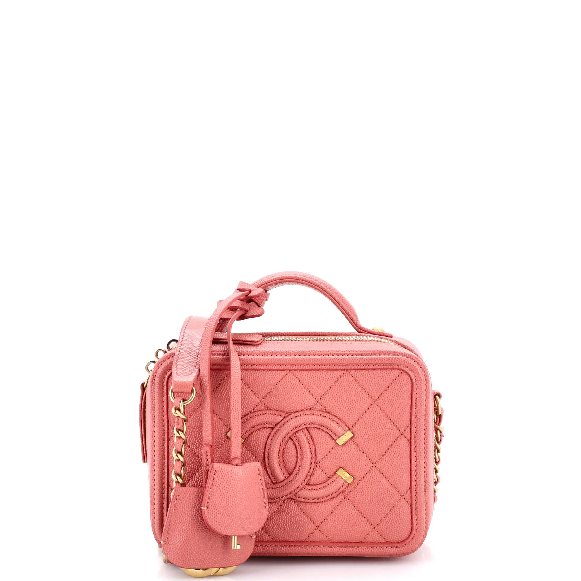 Filigree Vanity Case Quilted Caviar Small