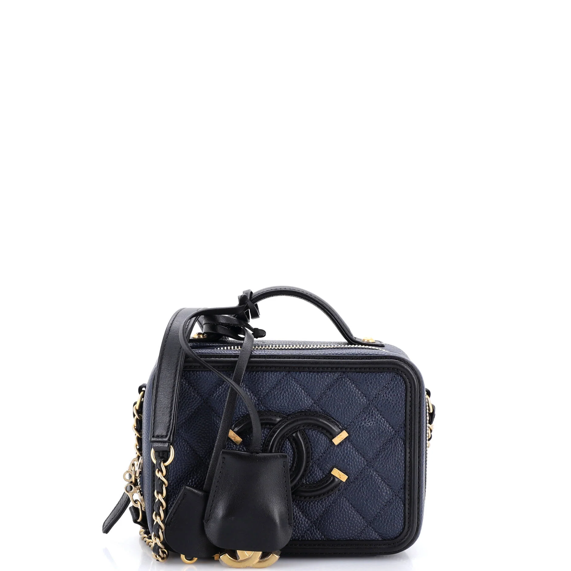 Filigree Vanity Case Quilted Caviar Small