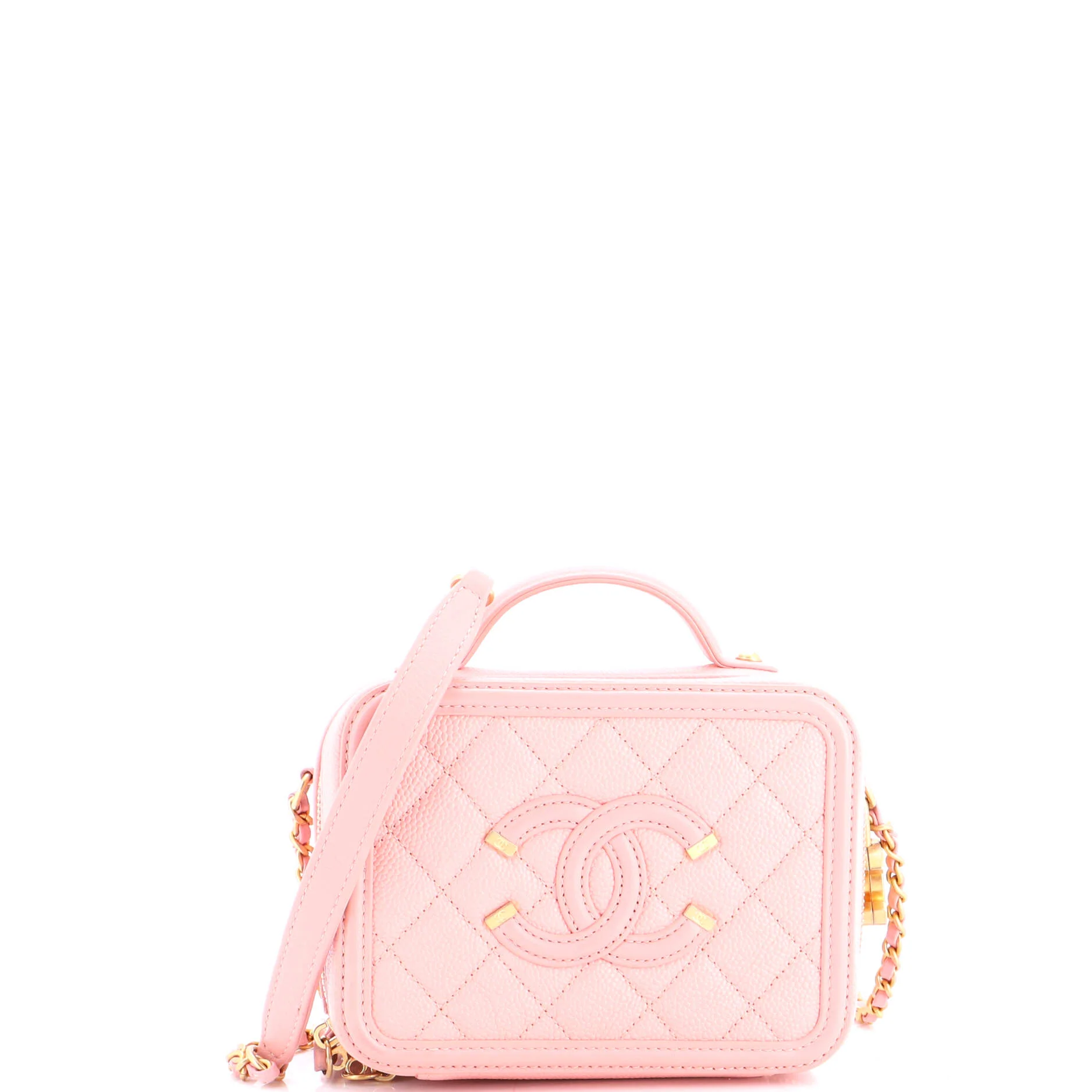 Filigree Vanity Case Quilted Caviar Small