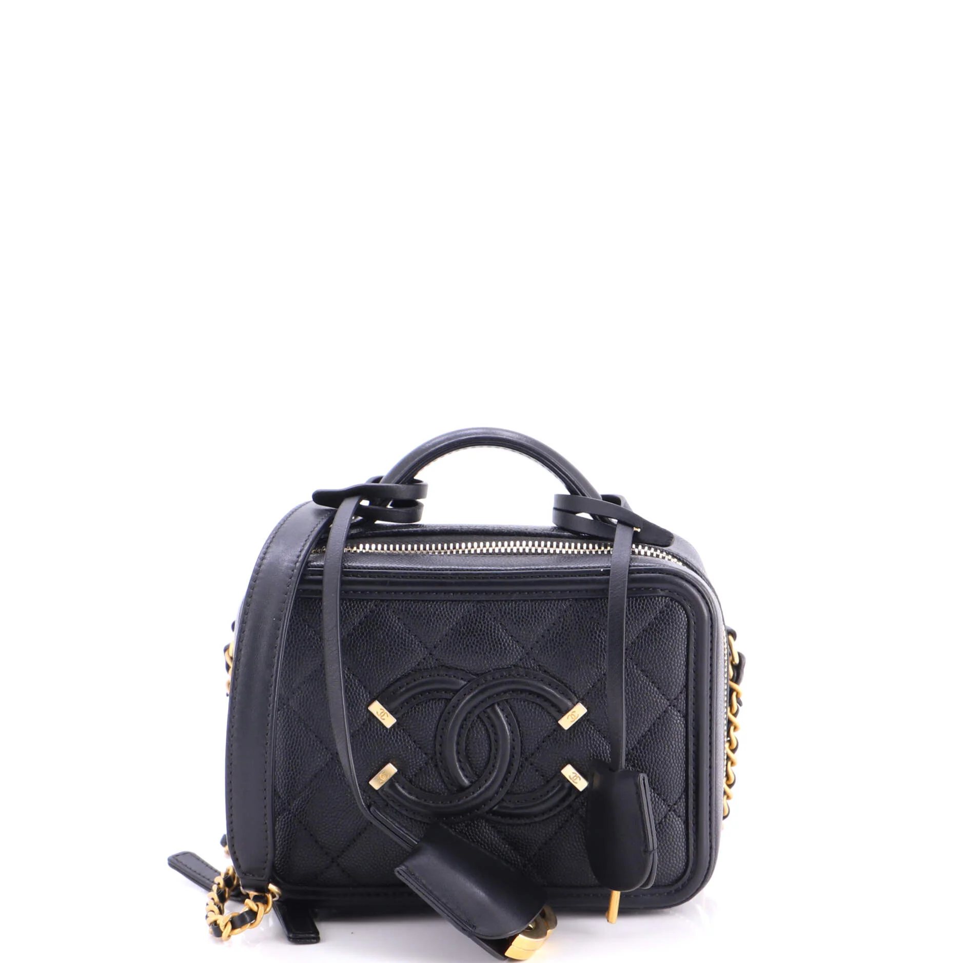 Filigree Vanity Case Quilted Caviar Small