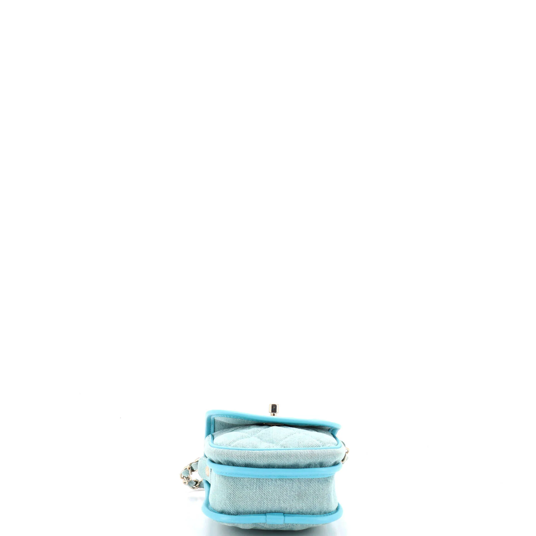 Flap Clutch with Chain Quilted Denim Mini - Image 4
